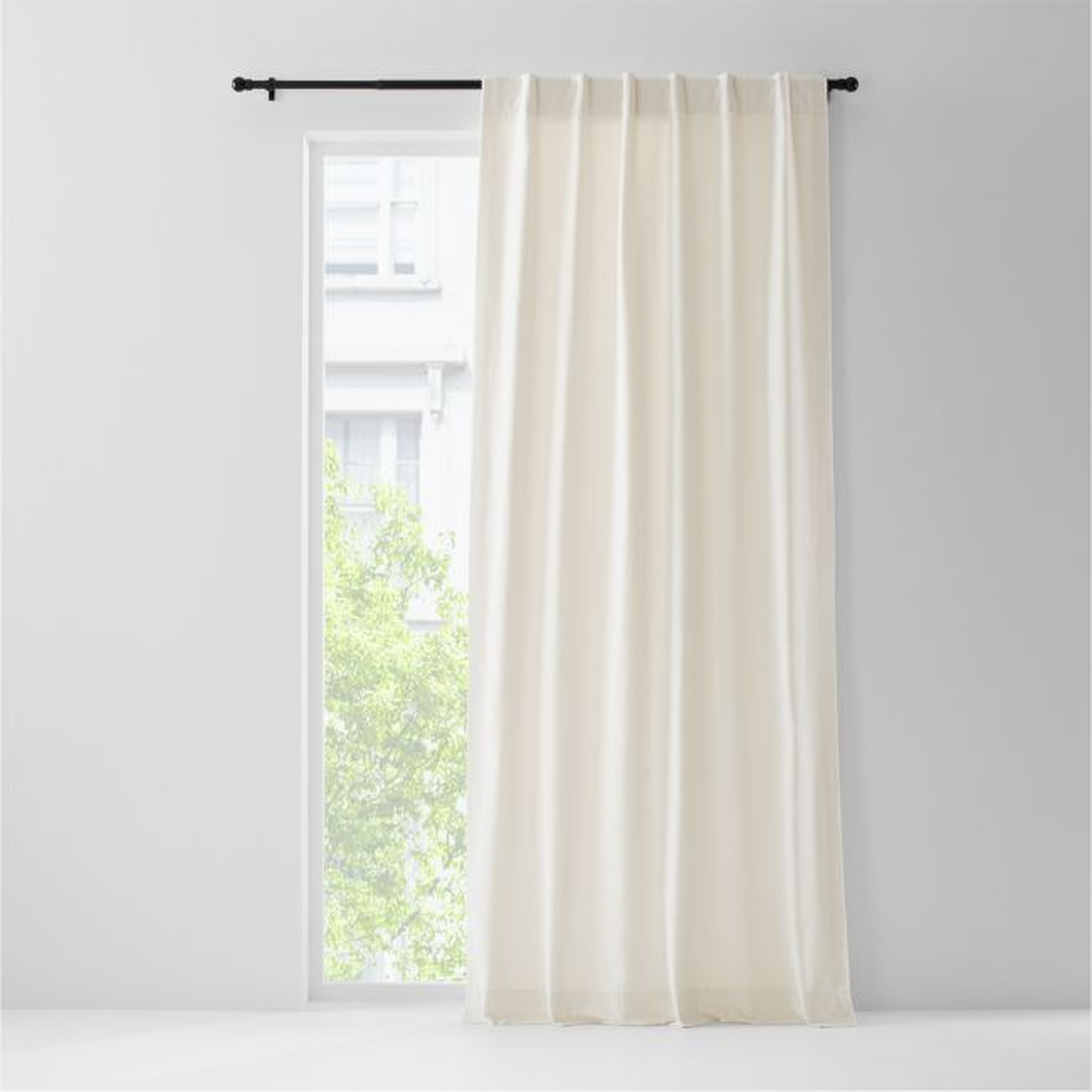 Ivory Cotton Velvet Window Curtain Panel with Lining 48"x84" - Crate and Barrel