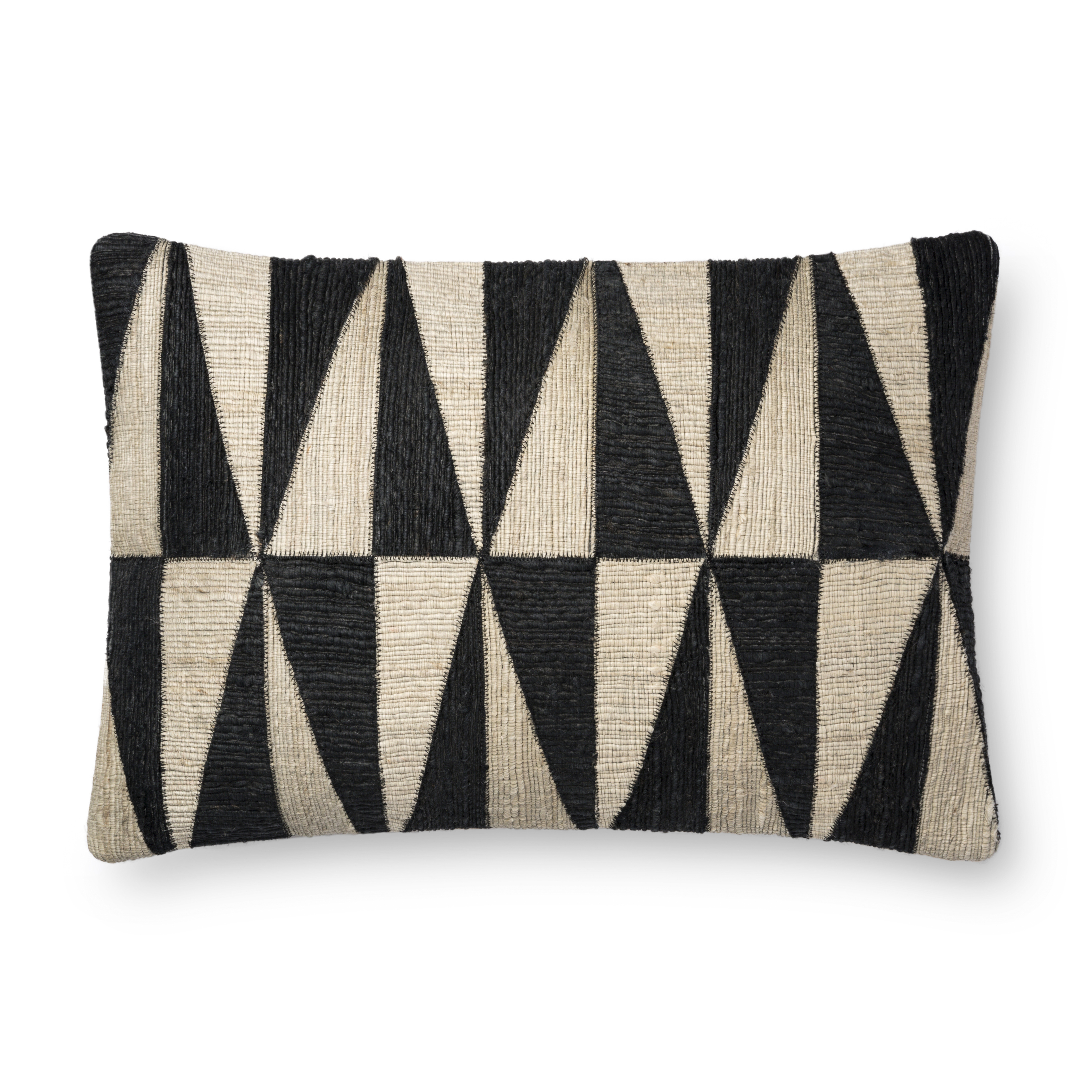 Loloi PILLOWS P0667 Black / Beige 16" x 26" Cover Only - Loloi Rugs