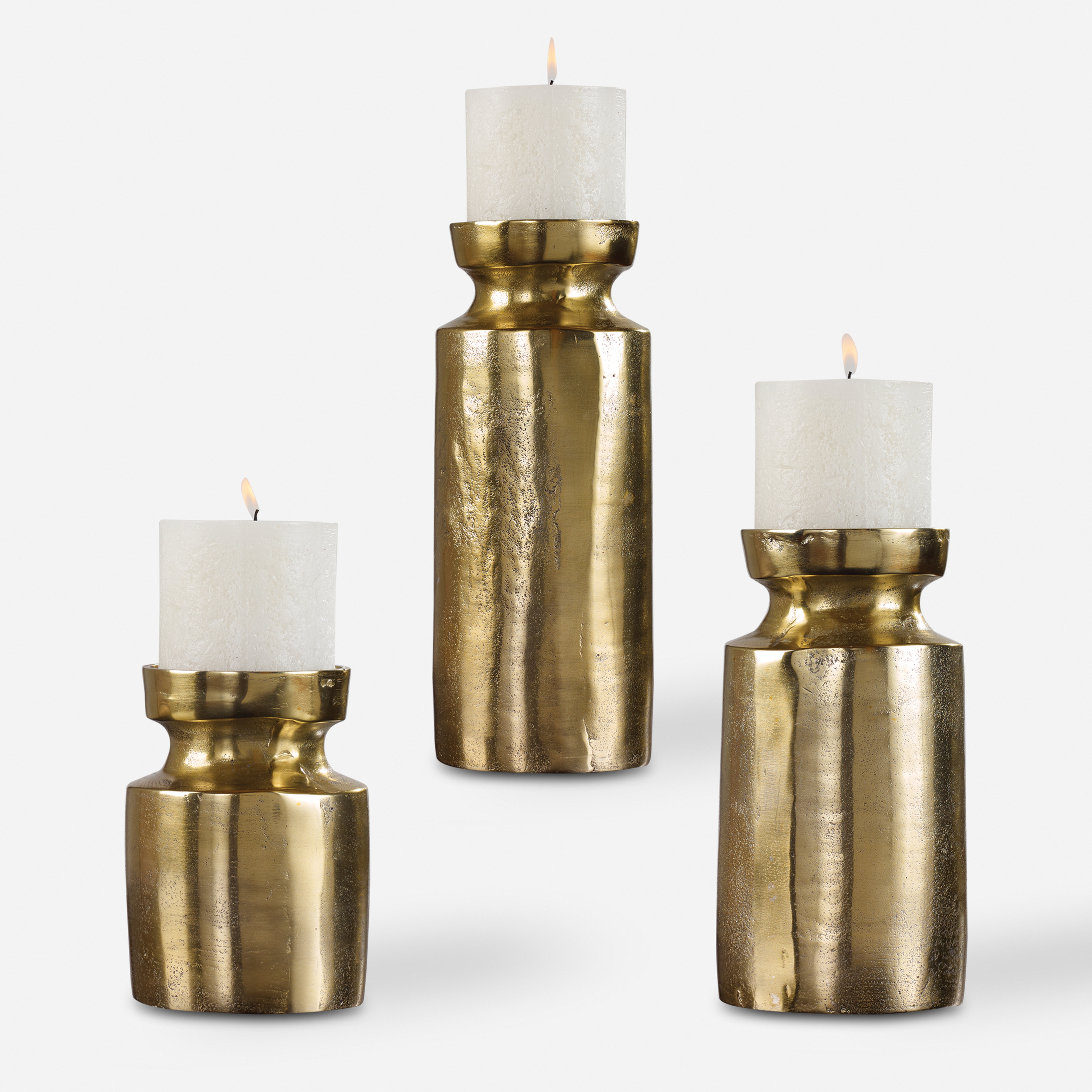 Amina Antique Brass Candleholders Set/3 - Uttermost
