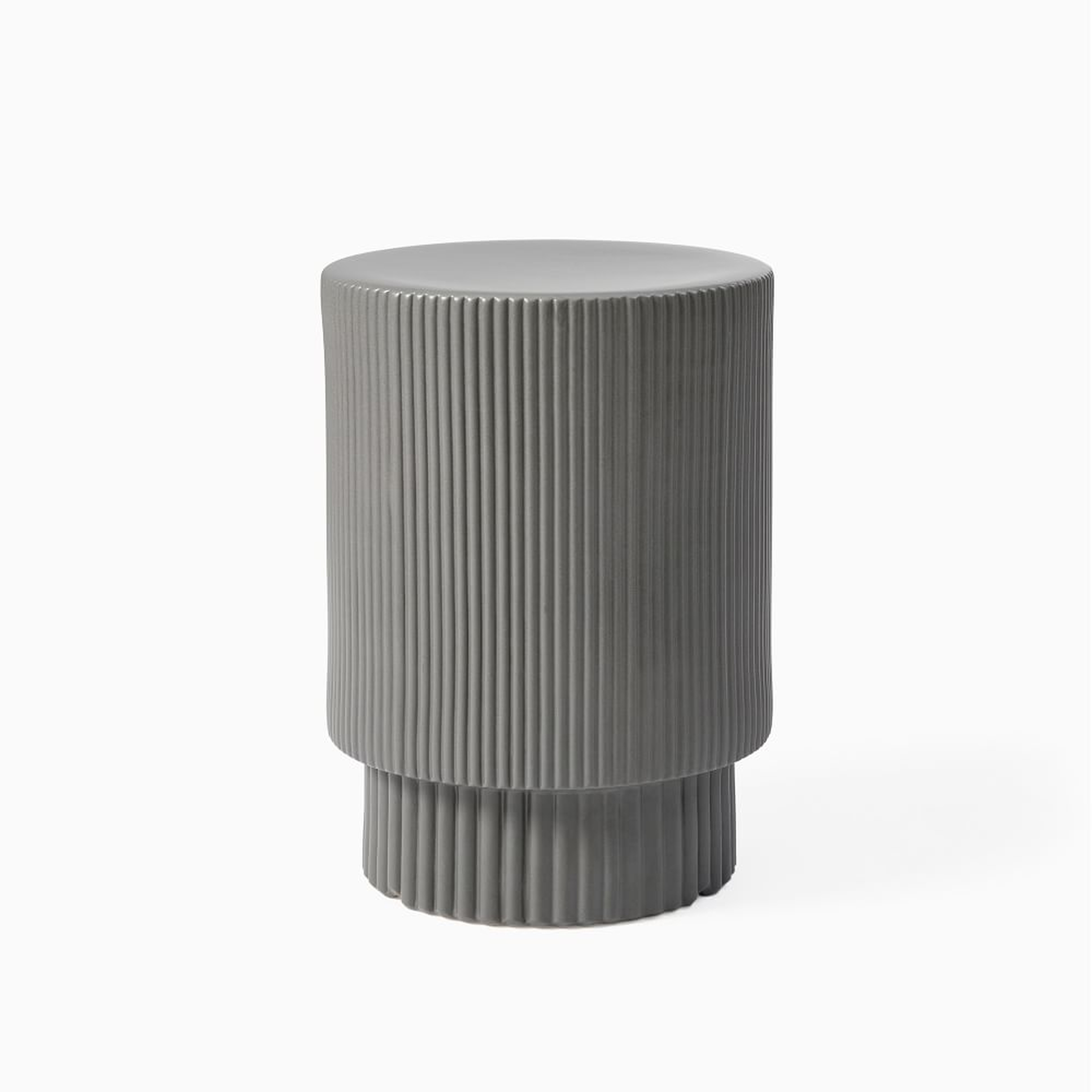 Fluted Collection Dove Side Table, White - West Elm