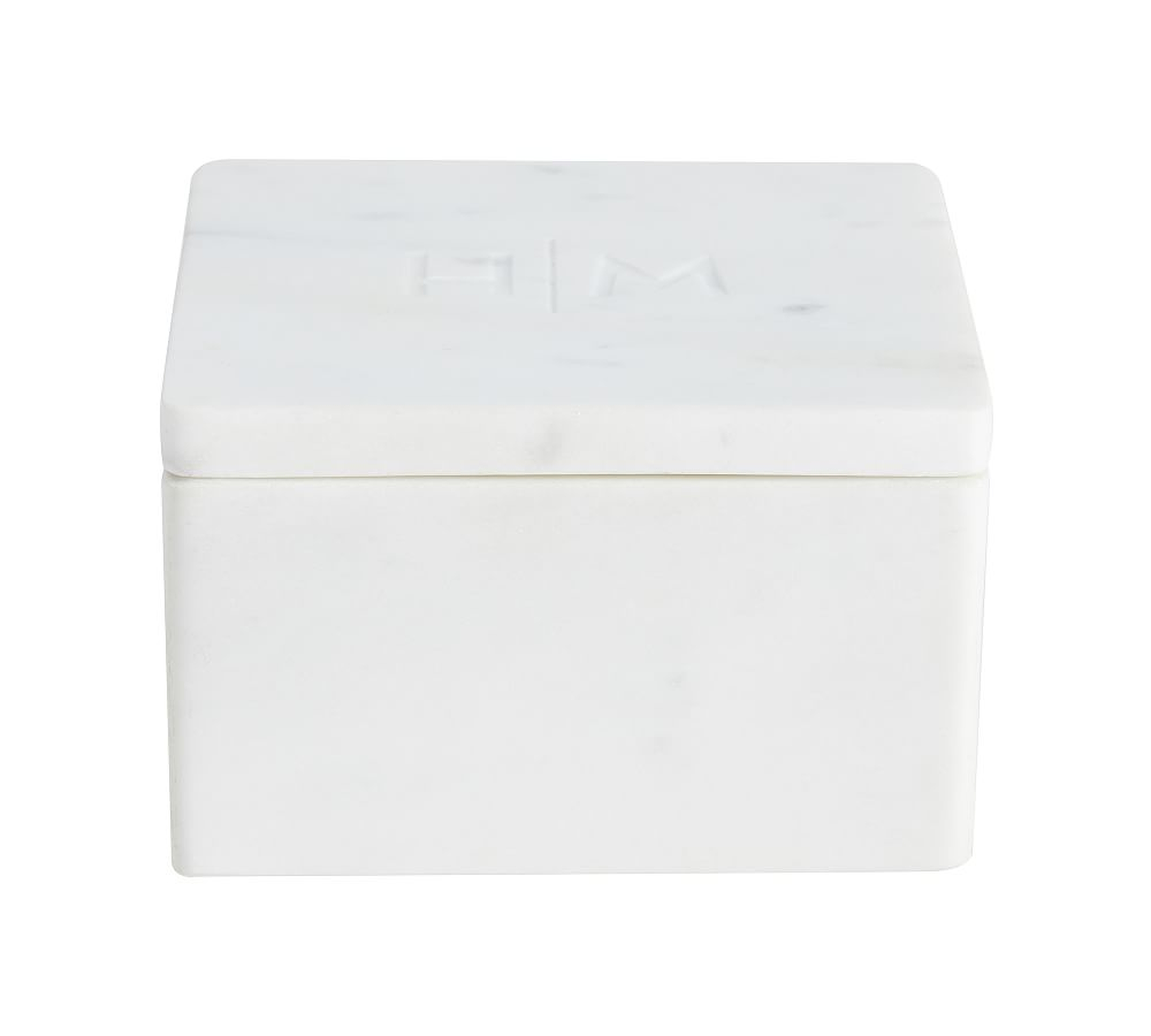 Square Marble Trinket Box, 5" x 5", White - Pottery Barn