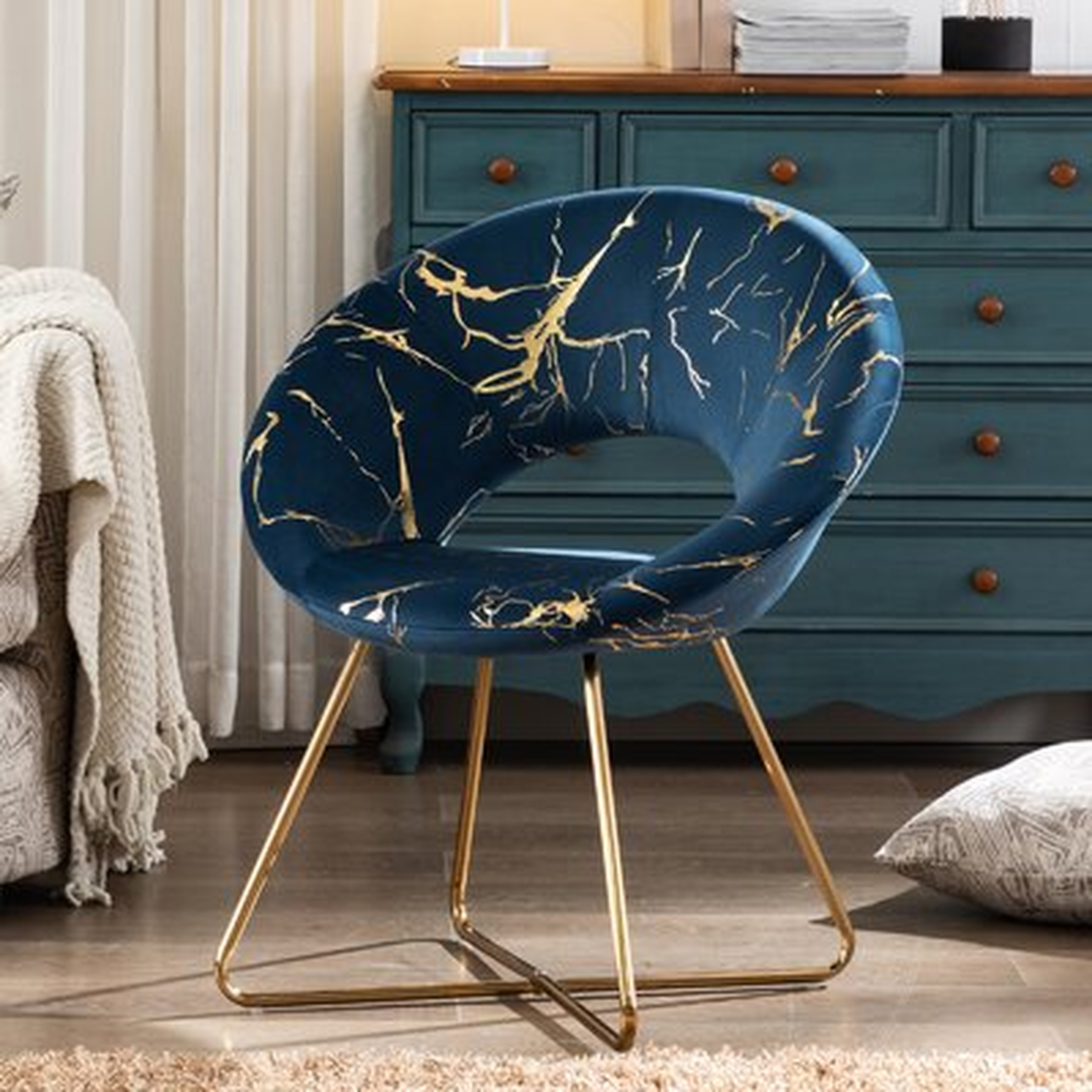 Velvet Upholstered Arm Chair Lounge Chair Chair With Gold Legs For Living Room Bedroom - Wayfair