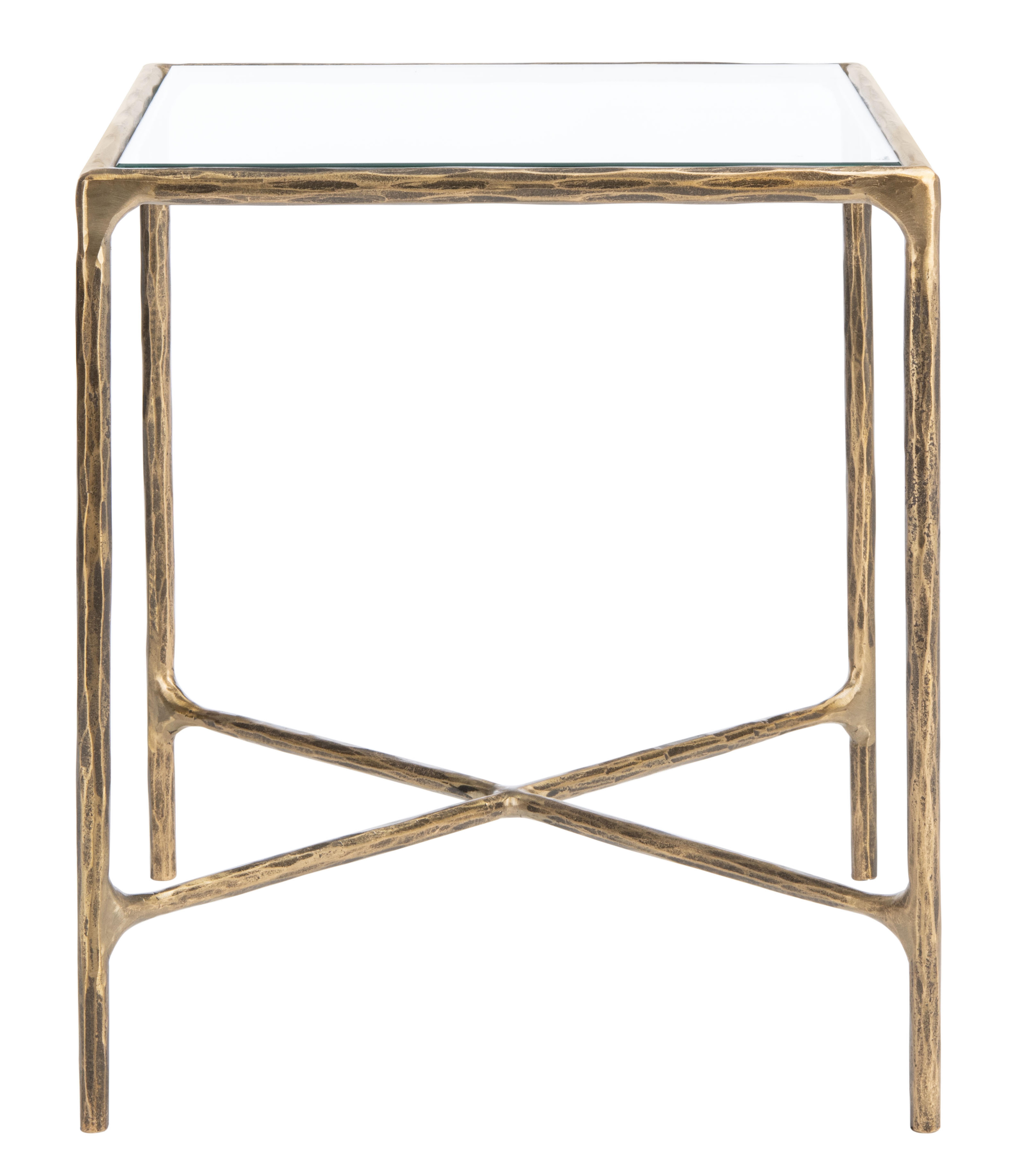 Jessa Forged Metal Square End Table - Brass - Safavieh Couture