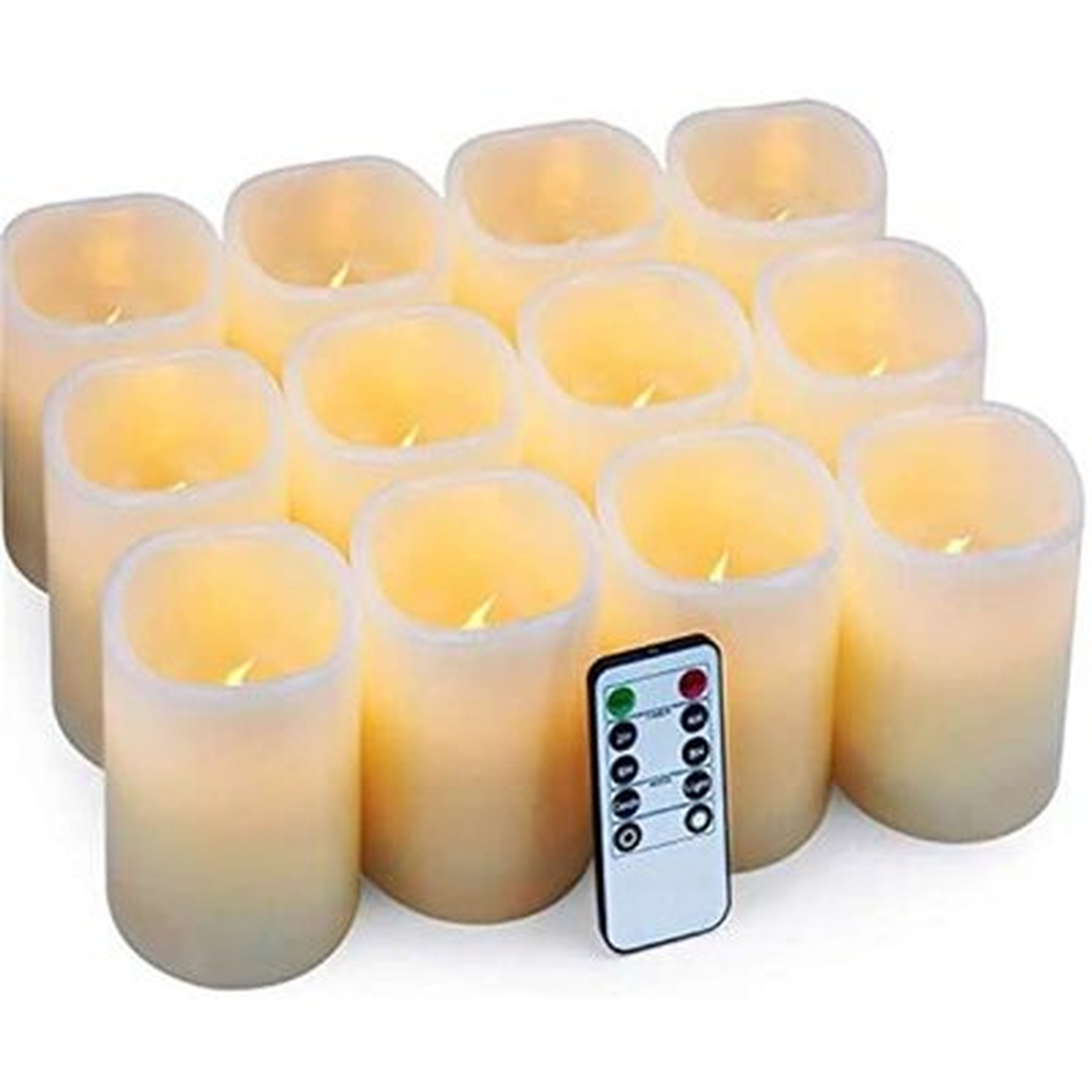 Flameless Candles LED Candles Set Of 12  Battery Operated Candles Flickering Bulb Pillar  Real Wax Electric Candles With Remote And Timer For Home Christmas Decoration - Wayfair