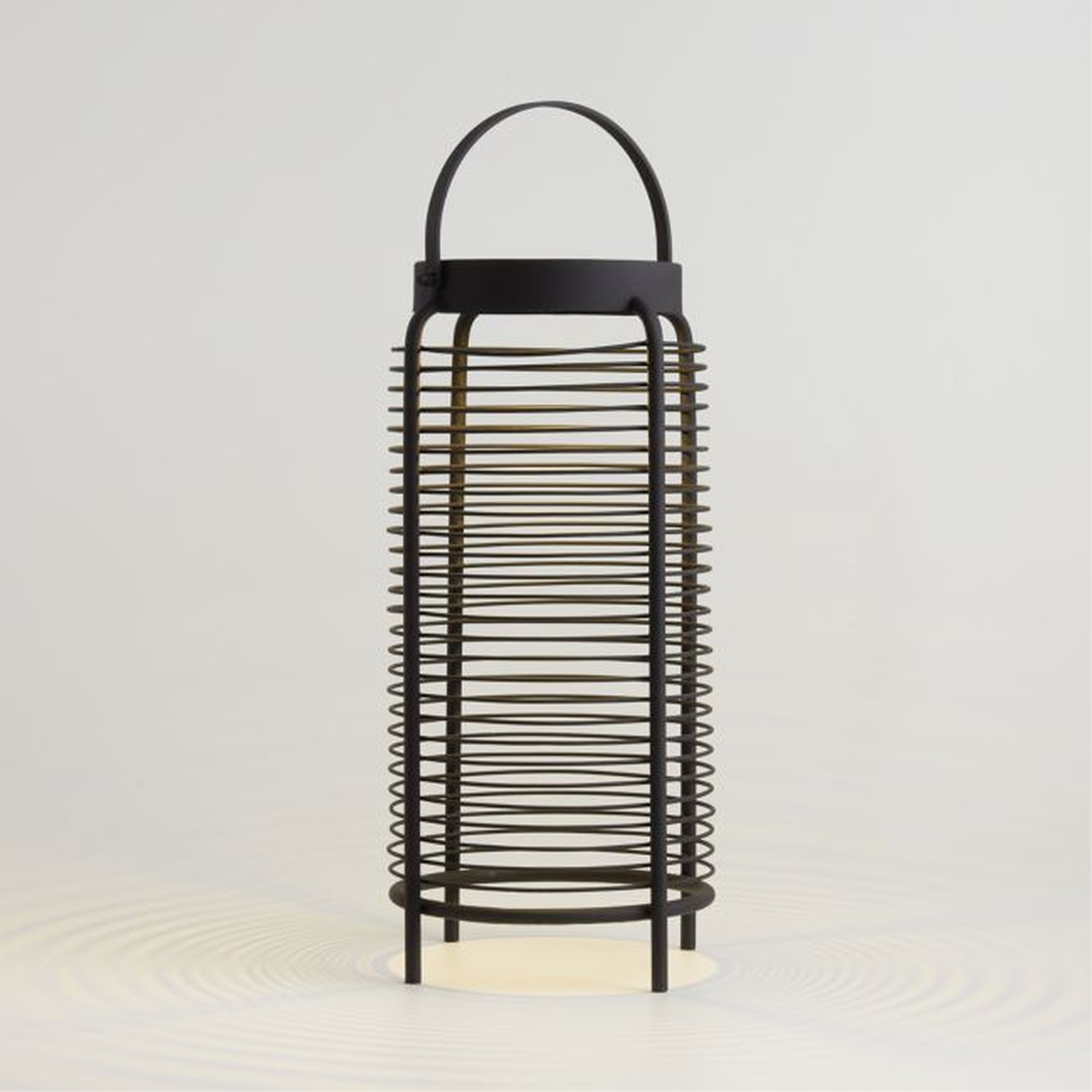 Wells Large Black Metal LED Solar Outdoor Lantern 17" - Crate and Barrel