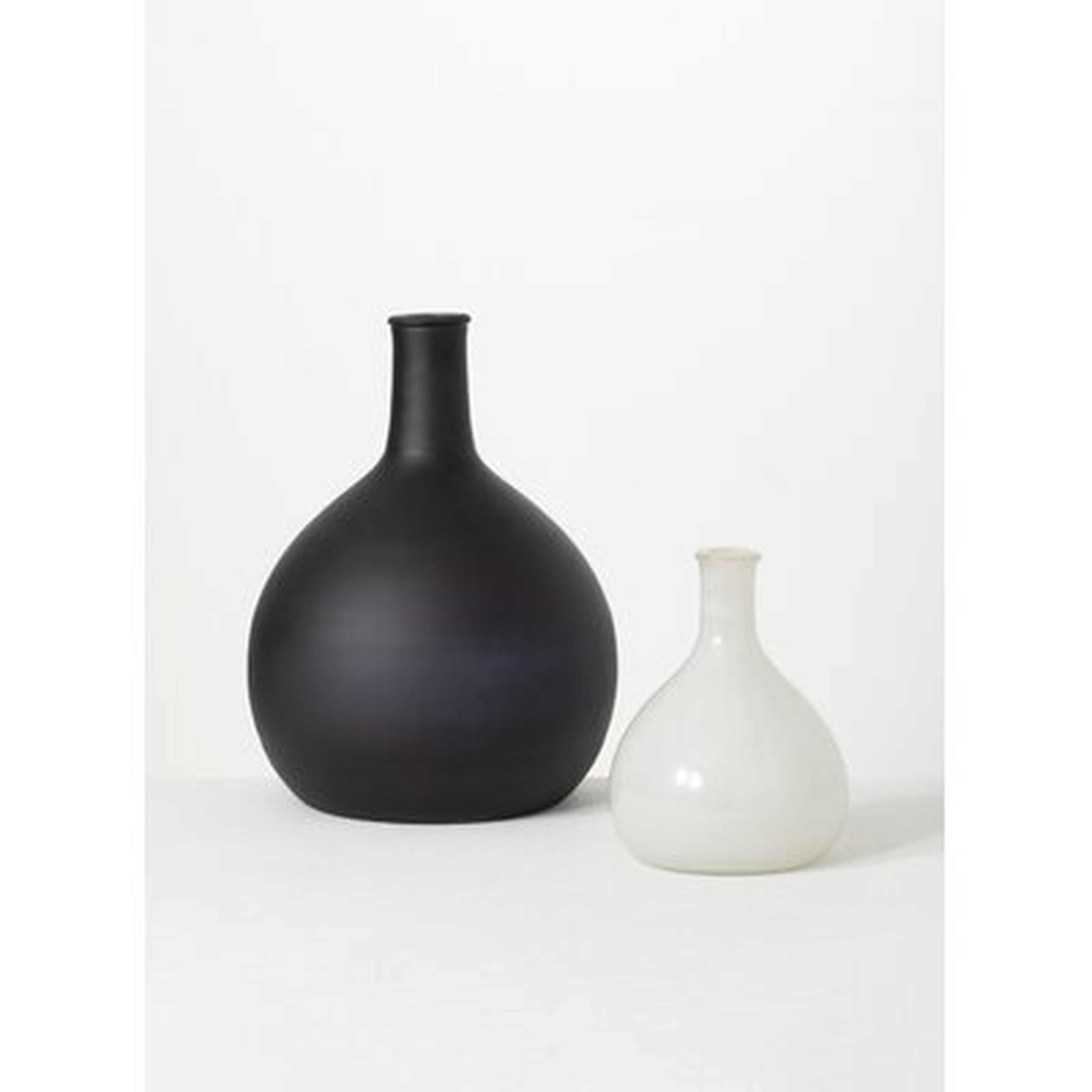 Aldred Glass Table Vases, Black & White, Set of 2 - Wayfair