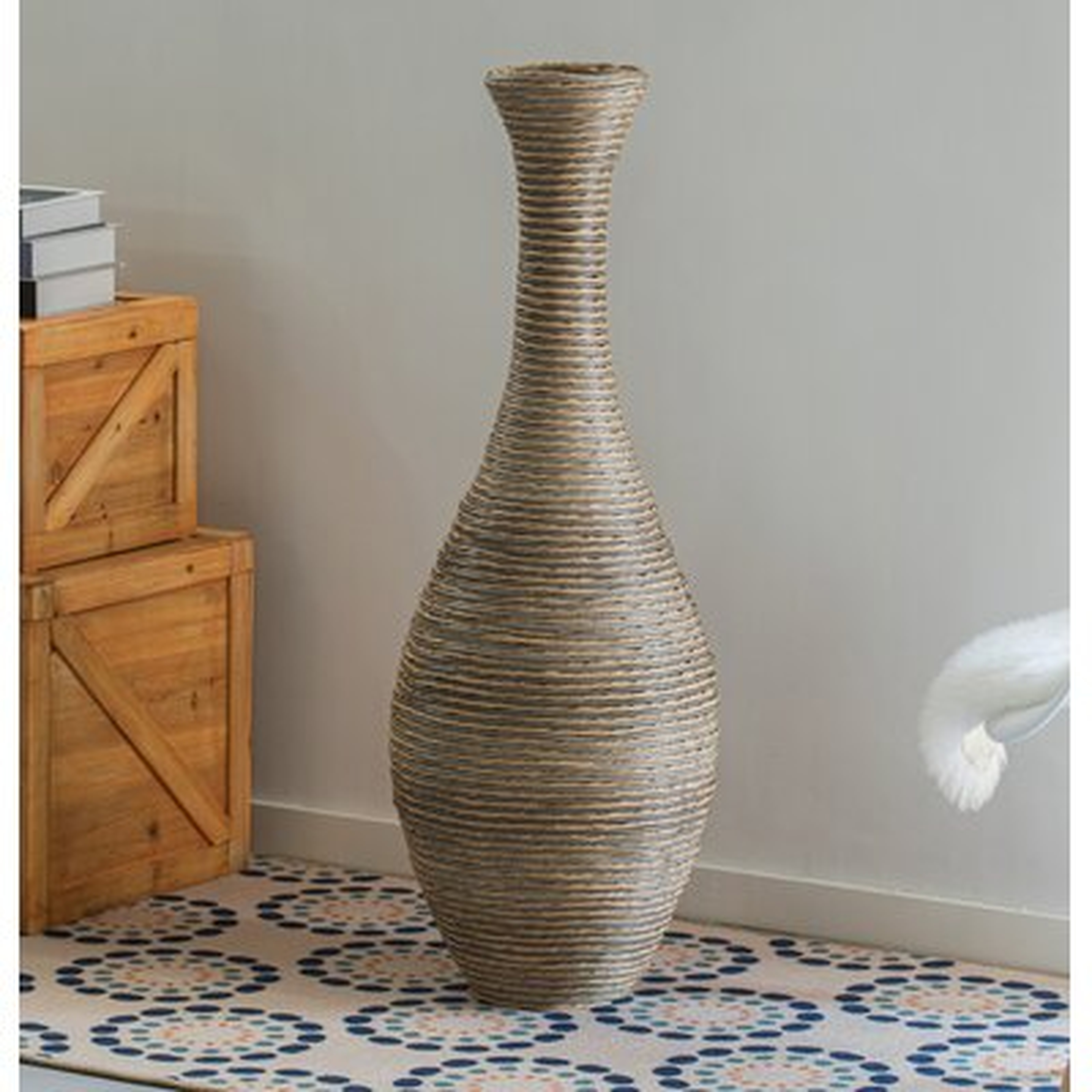 Alburnett Beige 37.75" Wood Floor Vase - Wayfair