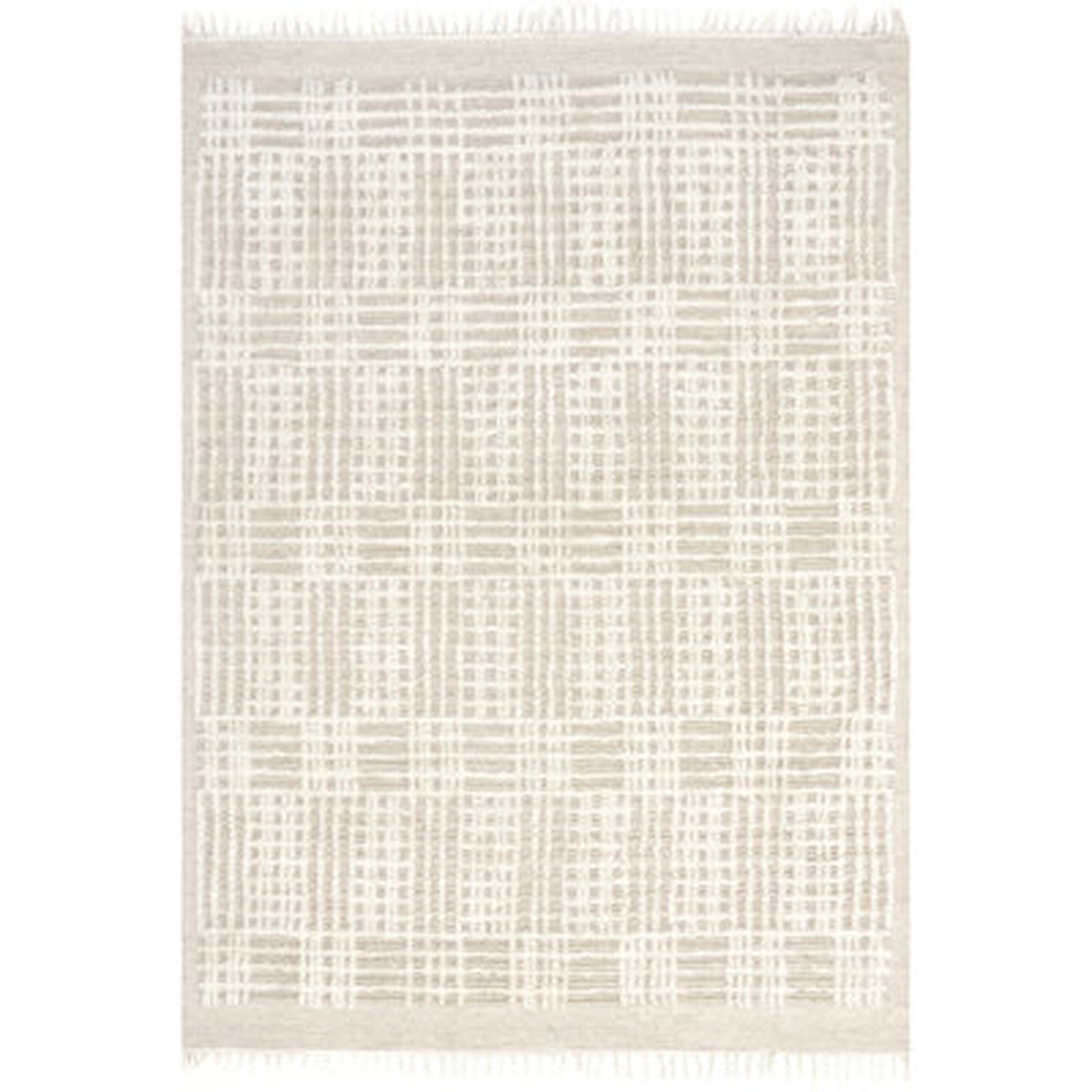 Arvin Olano x Rugs USA Crissy Crosshatch Shag Wool Beige Area Rug - AllModern