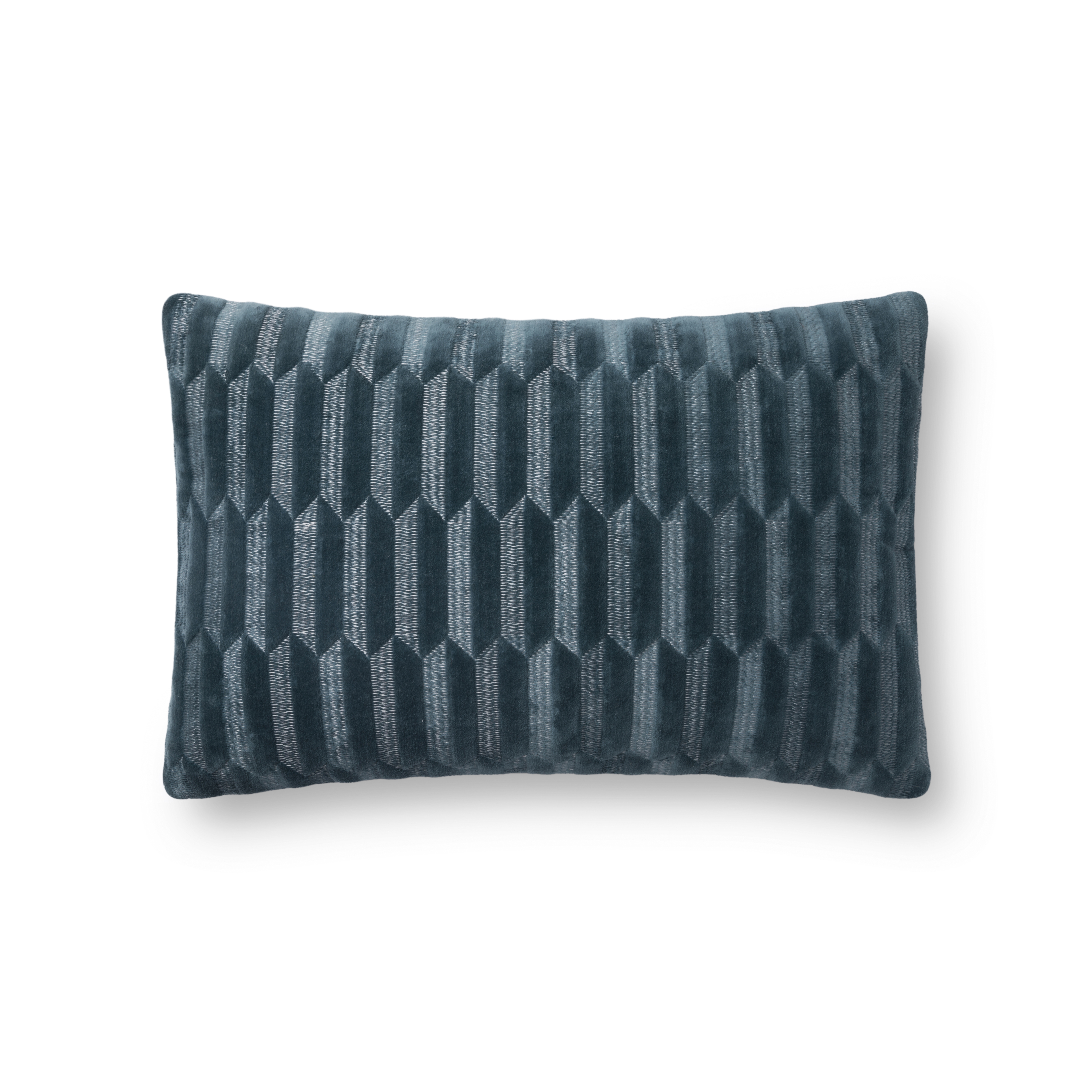 Geometric Lumbar Throw Pillow Cover, 21" x 13", Teal - Loloi Rugs