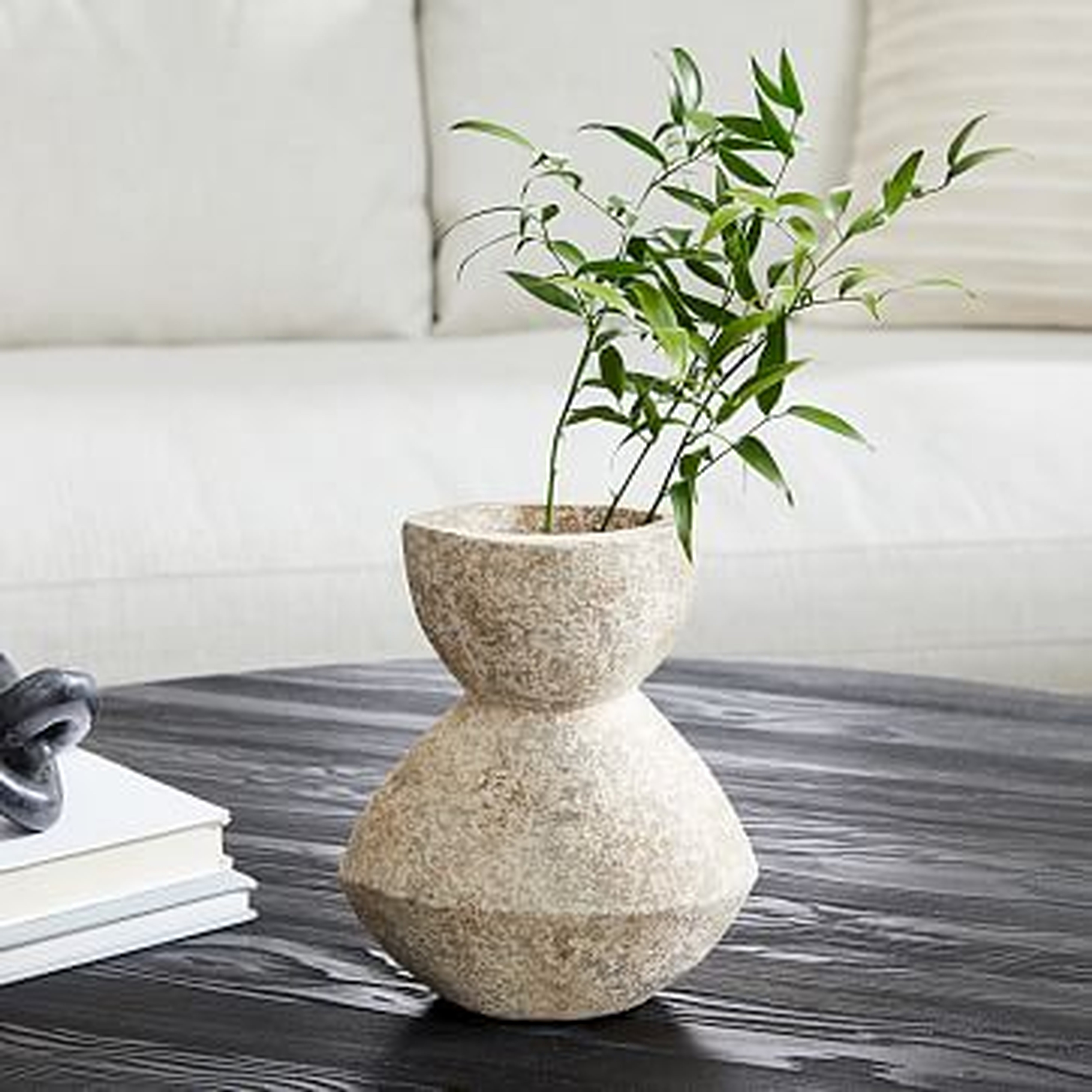 Ceramic Totem Vase, Grey, Small - West Elm