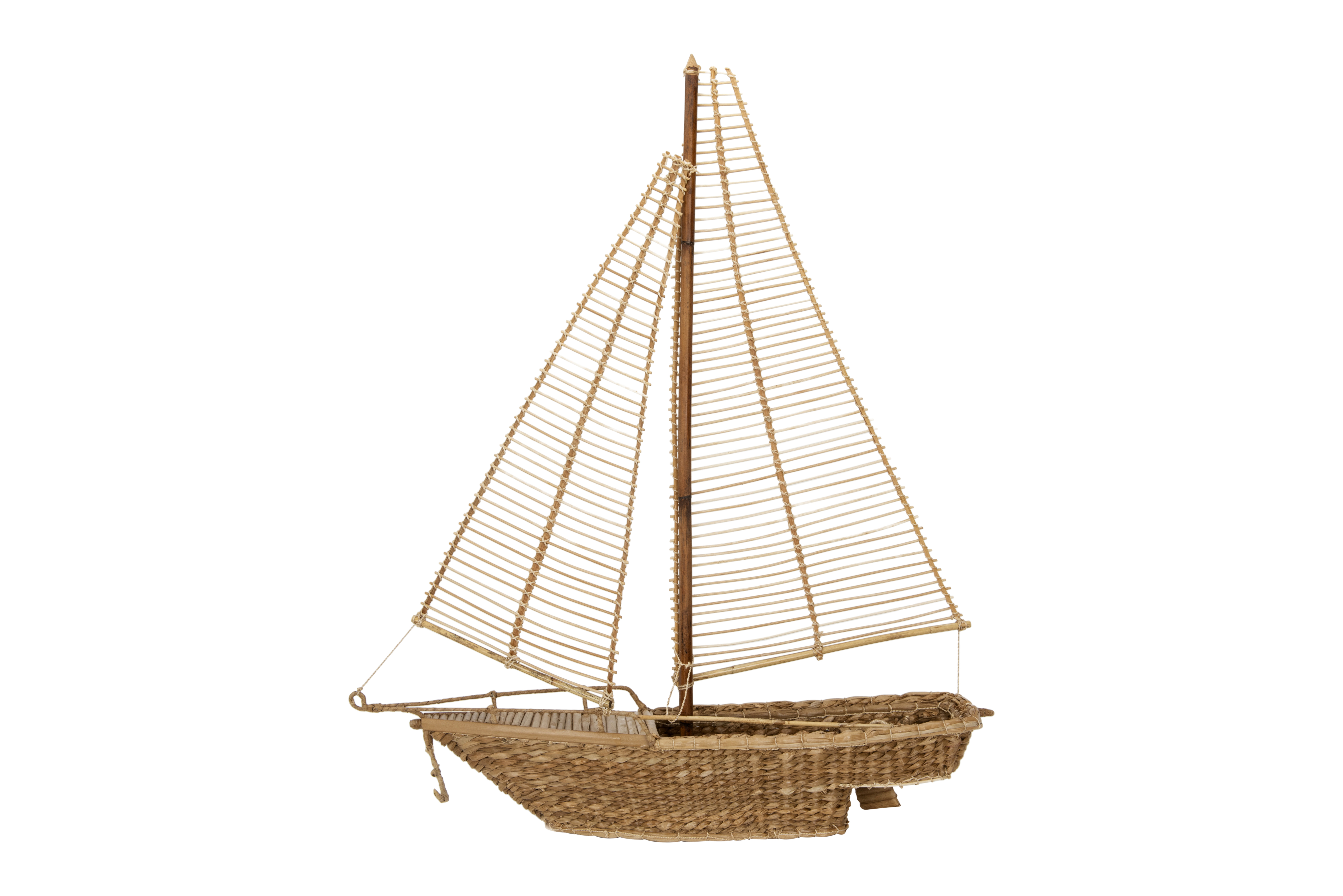 Handwoven Water Hyacinth & Rattan Sailboat - Nomad Home