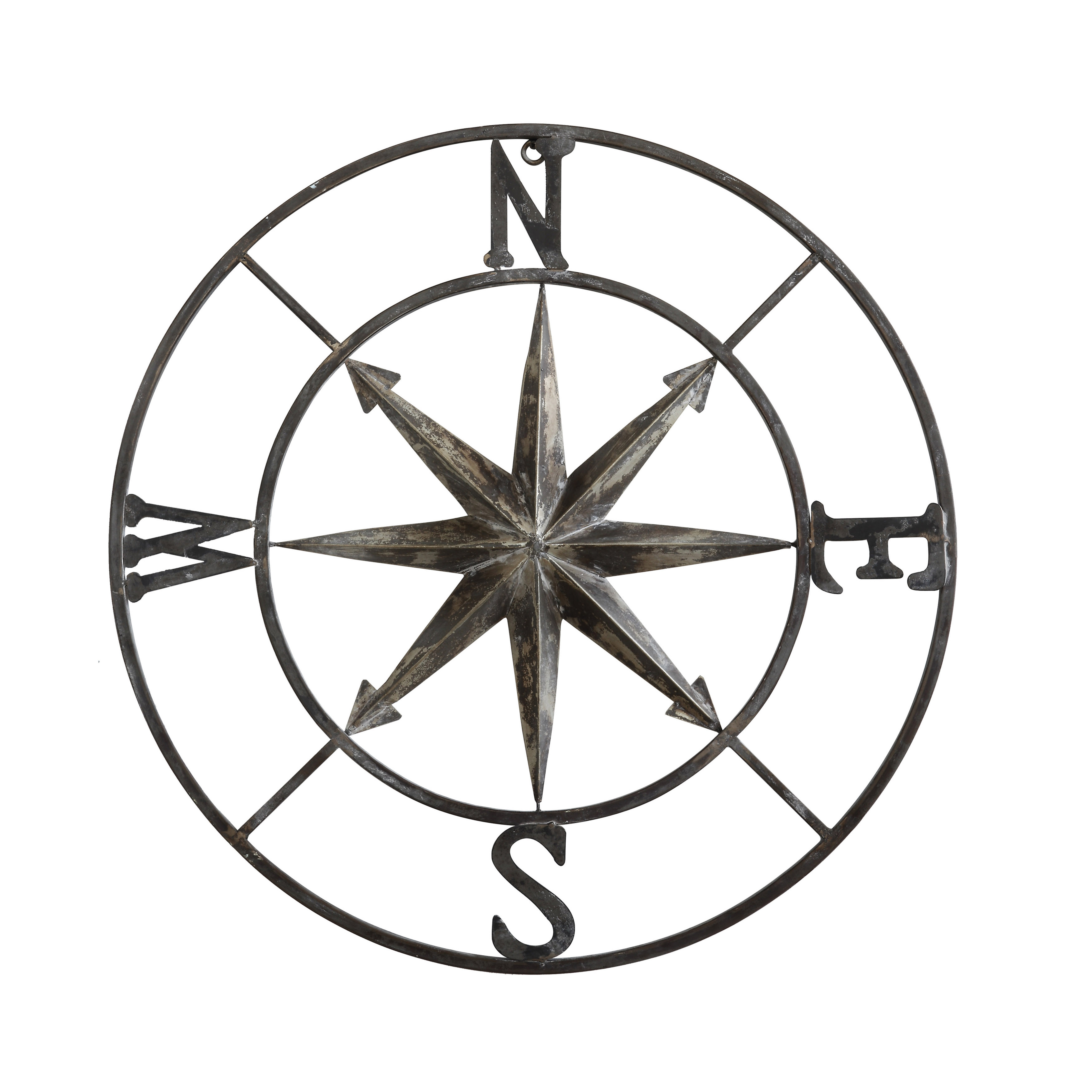 Small Decorative White Metal Compass Wall Décor - Creative Co-Op