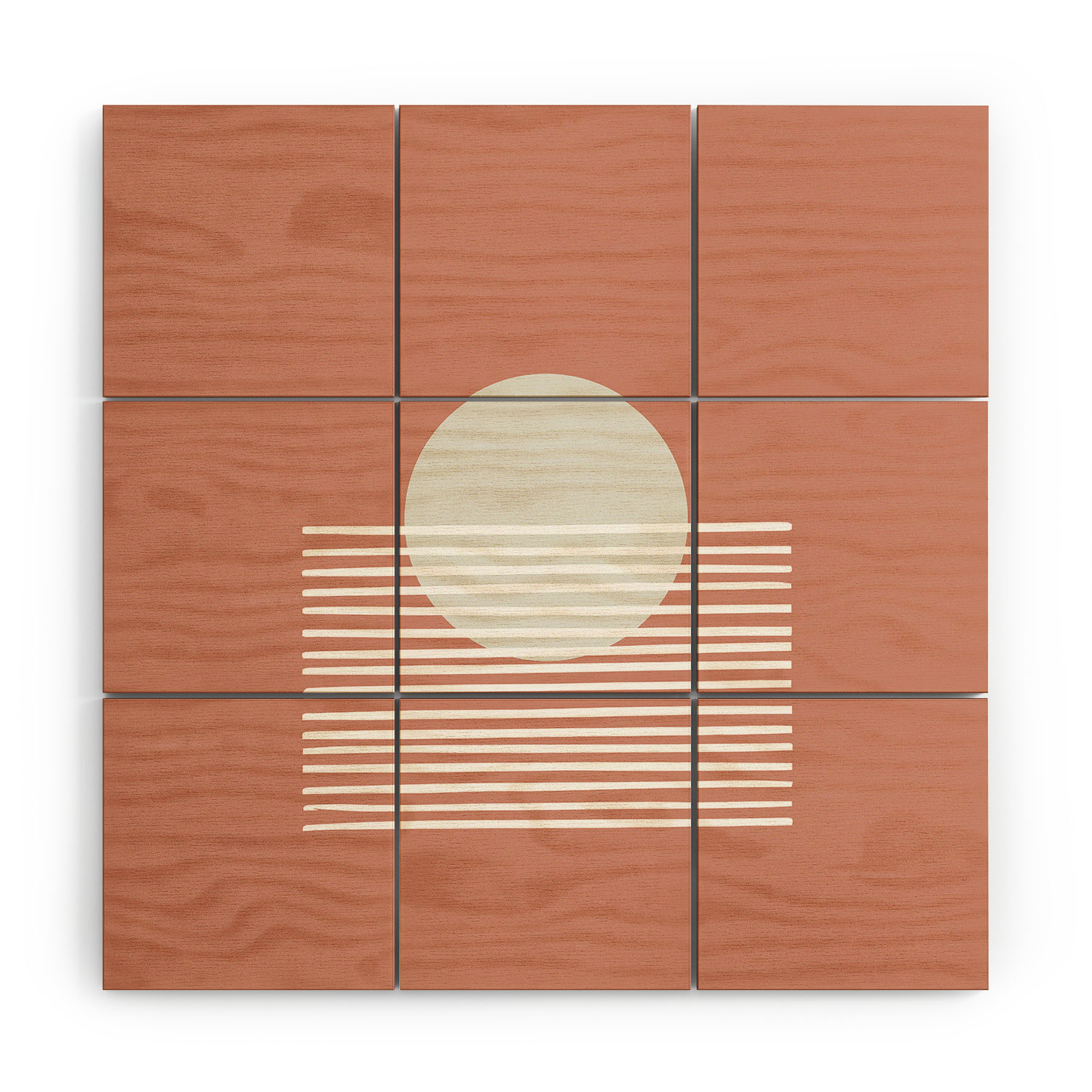 Terracota Sunset by Mambo Art Studio - Wood Wall Mural5' x 5' (Nine 20" wood Squares) - Deny Designs