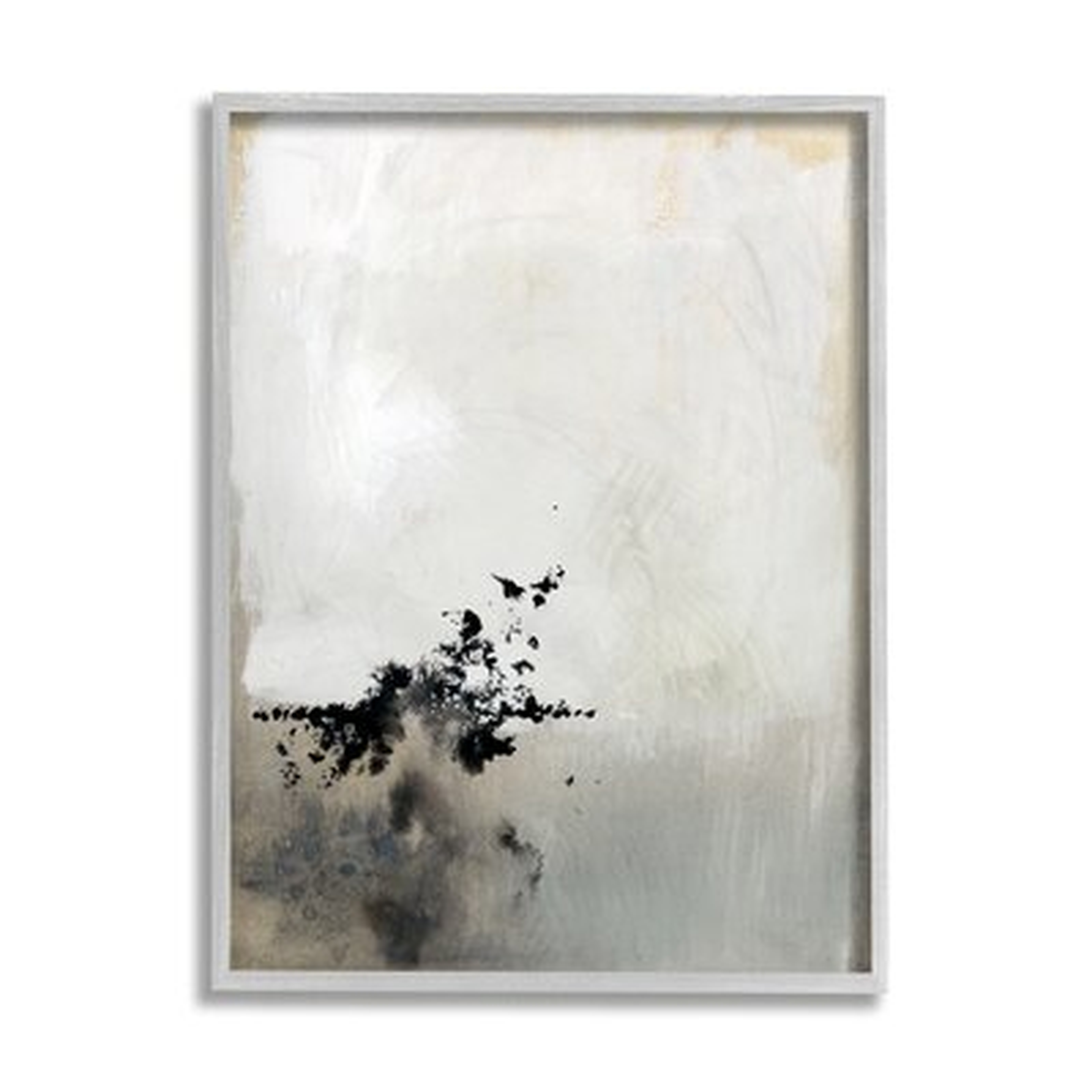 Minimal Neutral Abstract Painting Black Splatter - Wayfair