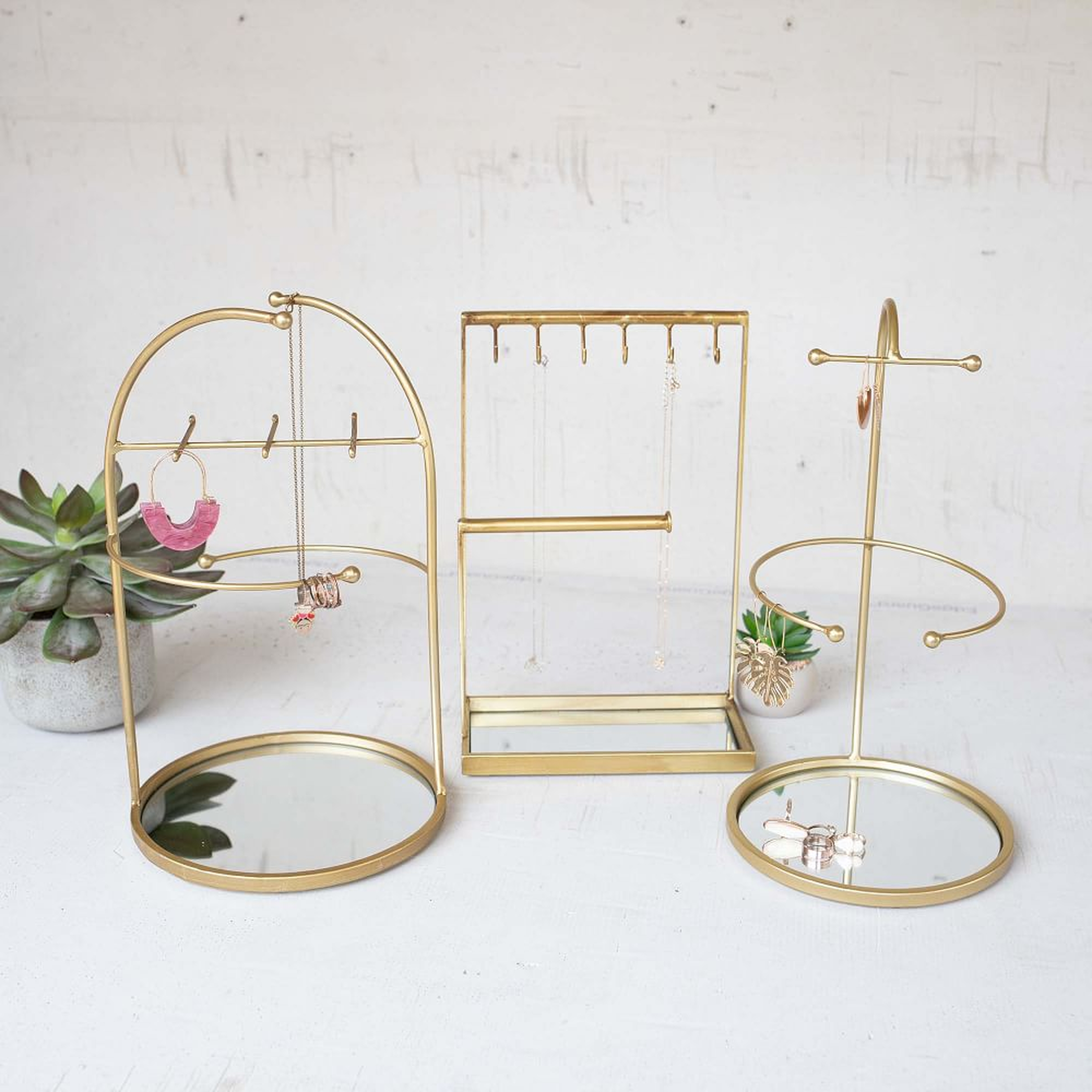 Tabletop Jewelry Stand With Mirror Bases, Set Of 3 - West Elm