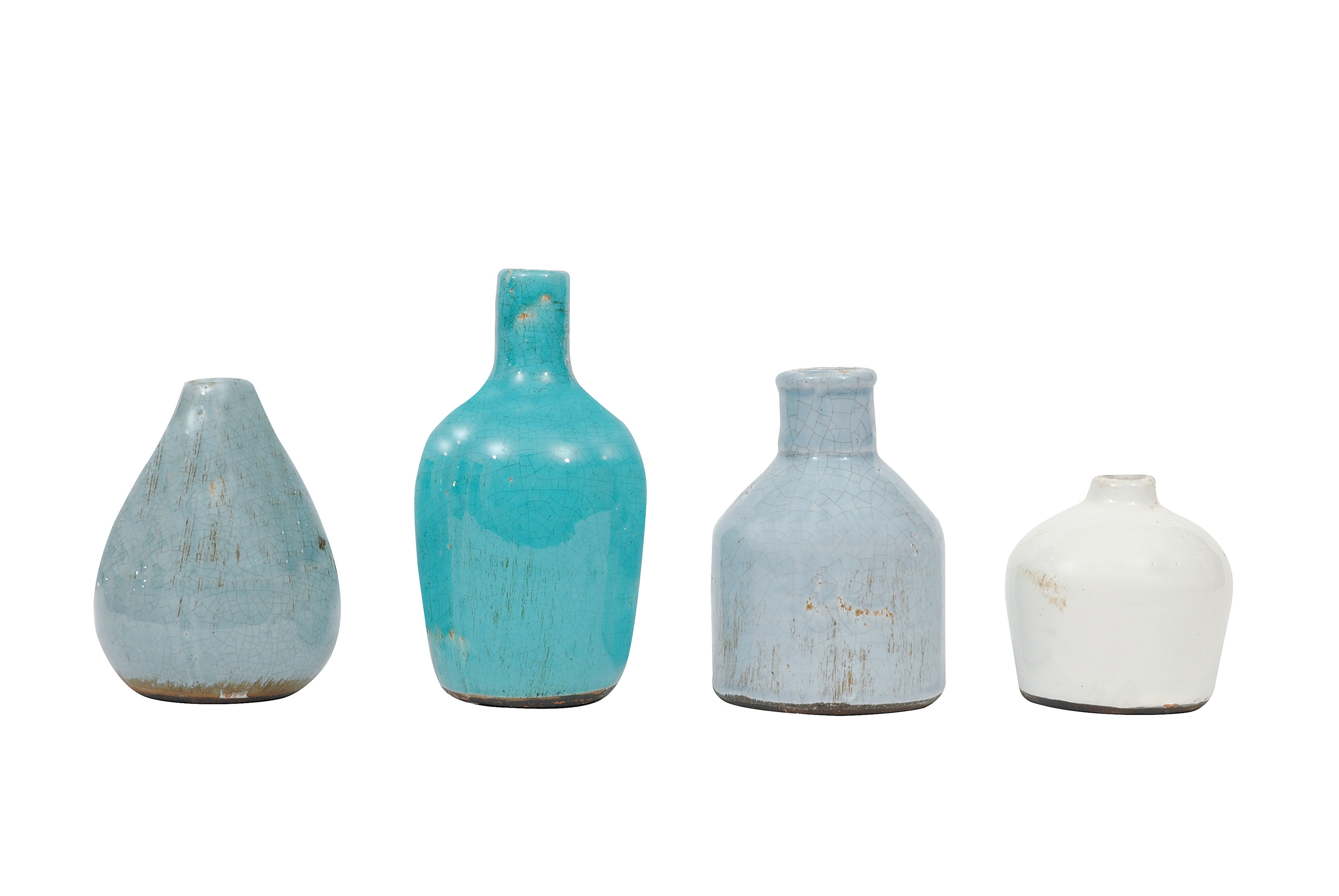 Blue & Ivory Terracotta Vases (Set of 4 Sizes) - Nomad Home
