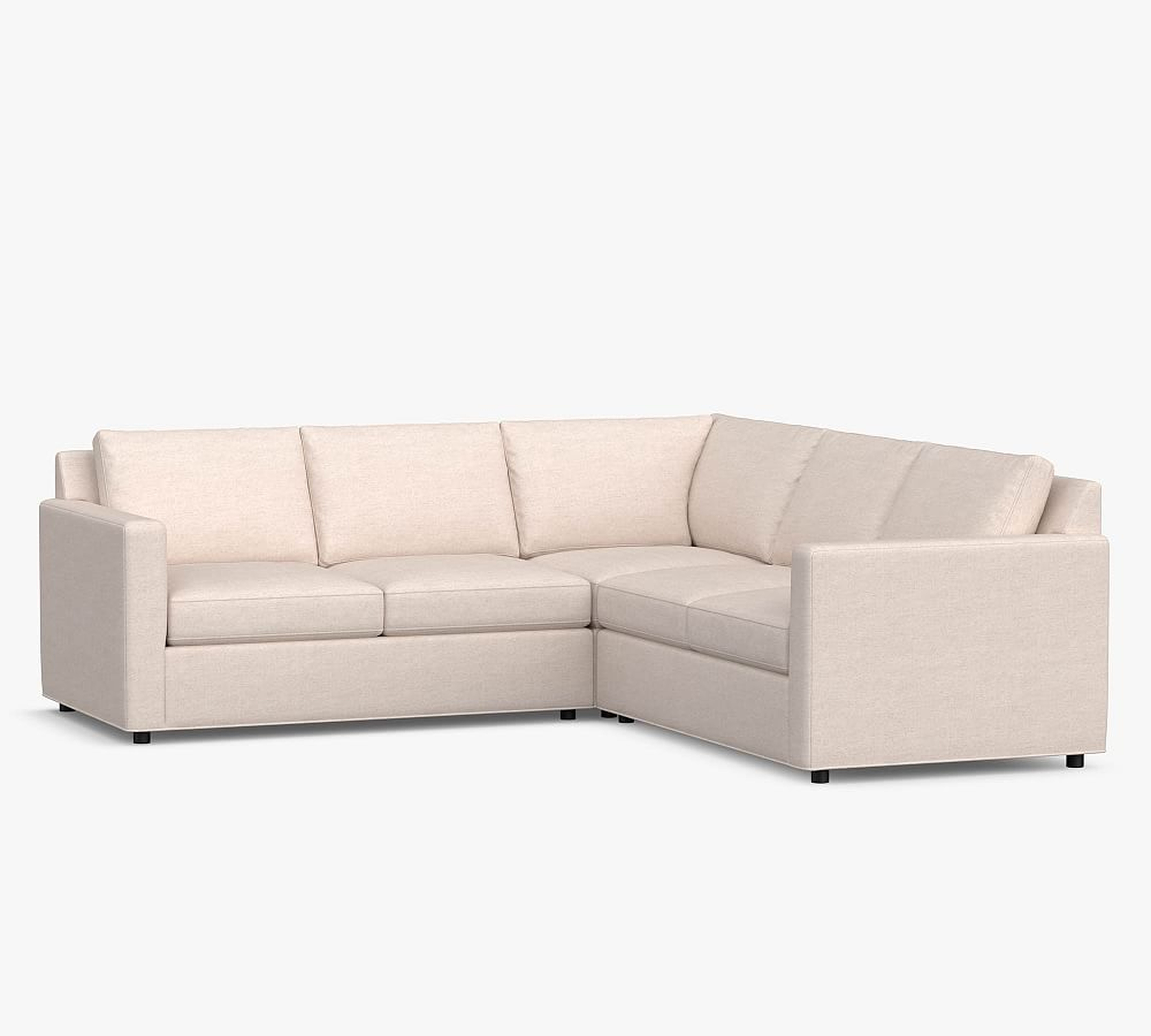 Sanford Square Arm Upholstered 3-Piece L-Shaped Corner Sectional, Polyester Wrapped Cushions, Performance Boucle Oatmeal - Pottery Barn