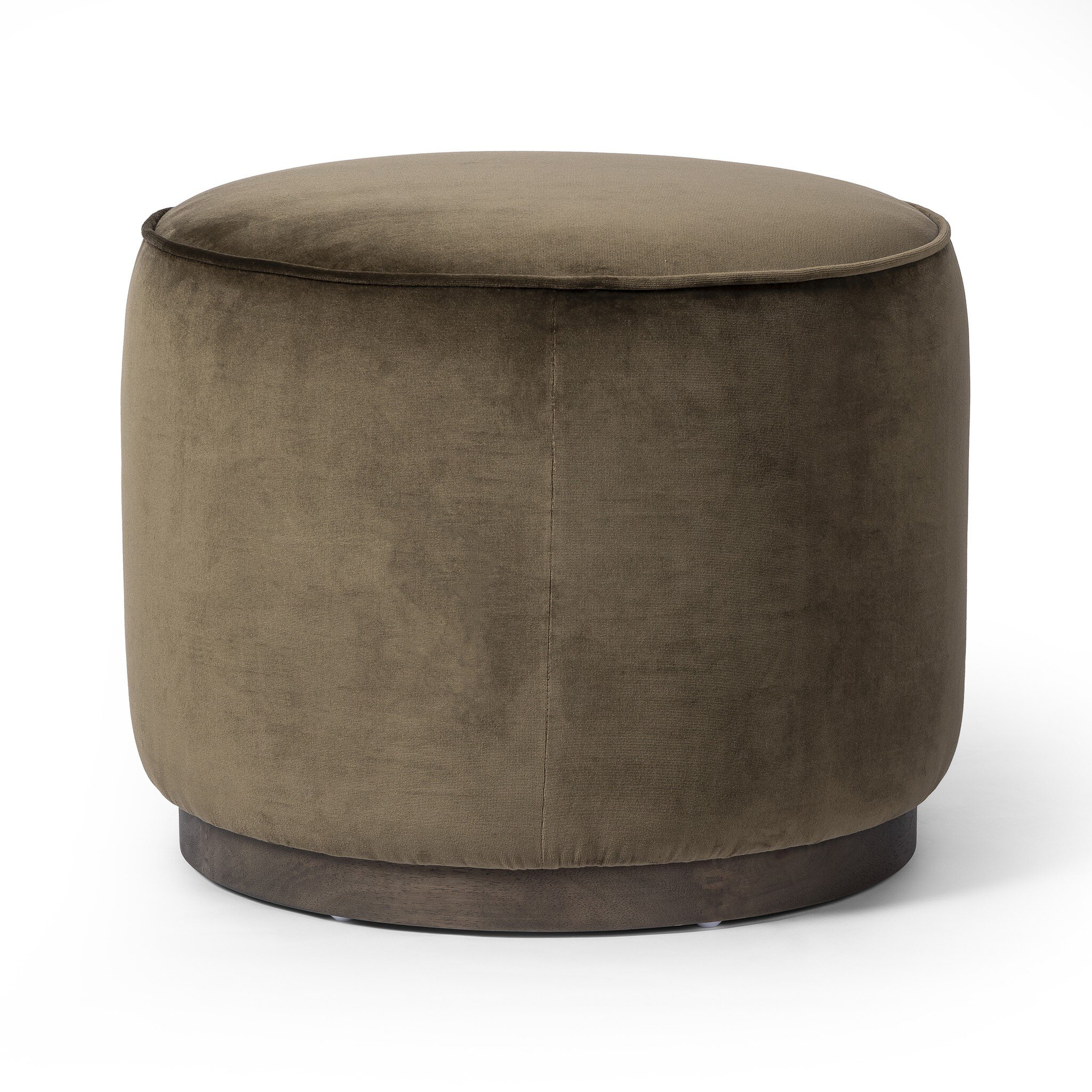 Sinclair Round Ottoman - Surrey Olive - Four Hands