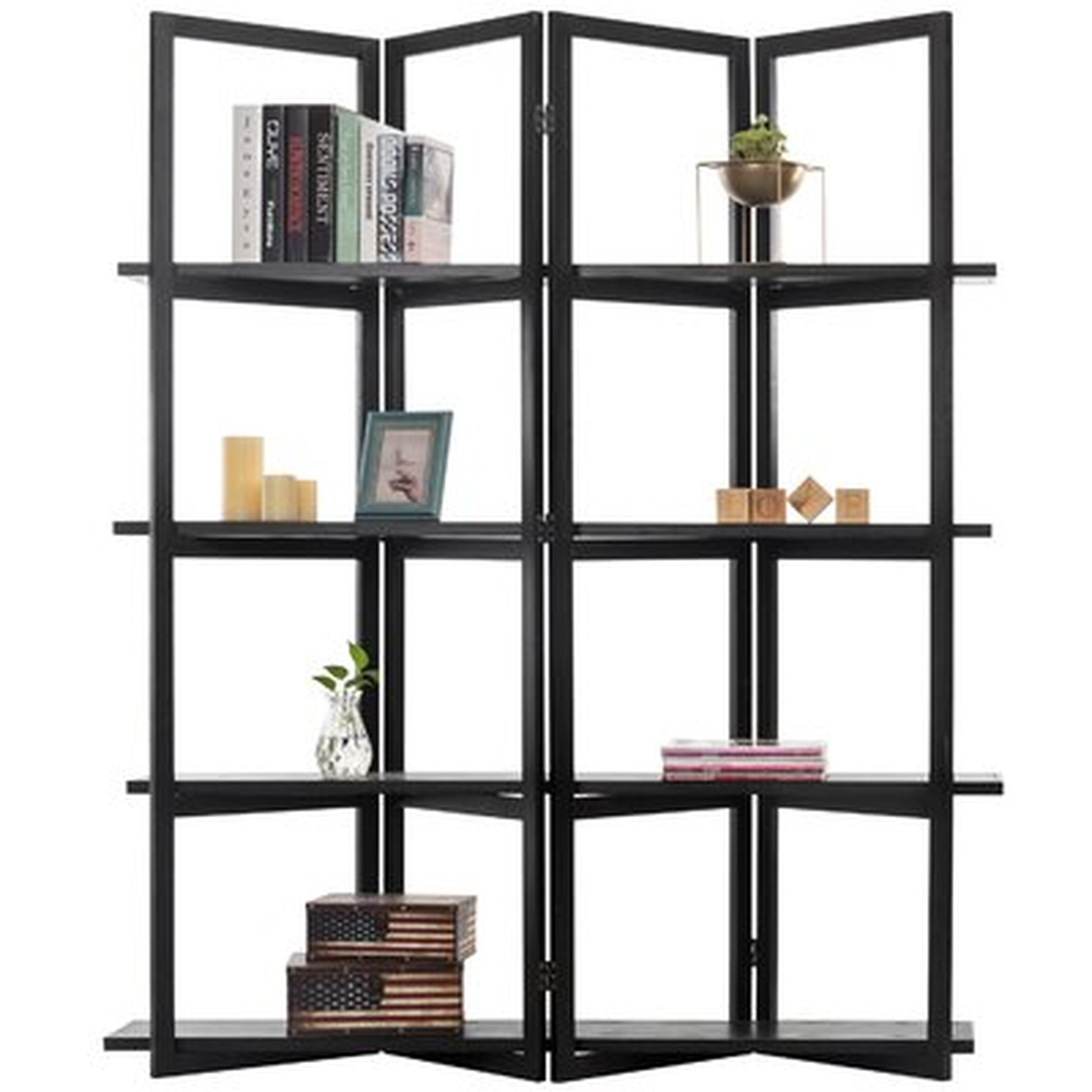 4-Panel Open Bookcase Wood Room Divider - Wayfair