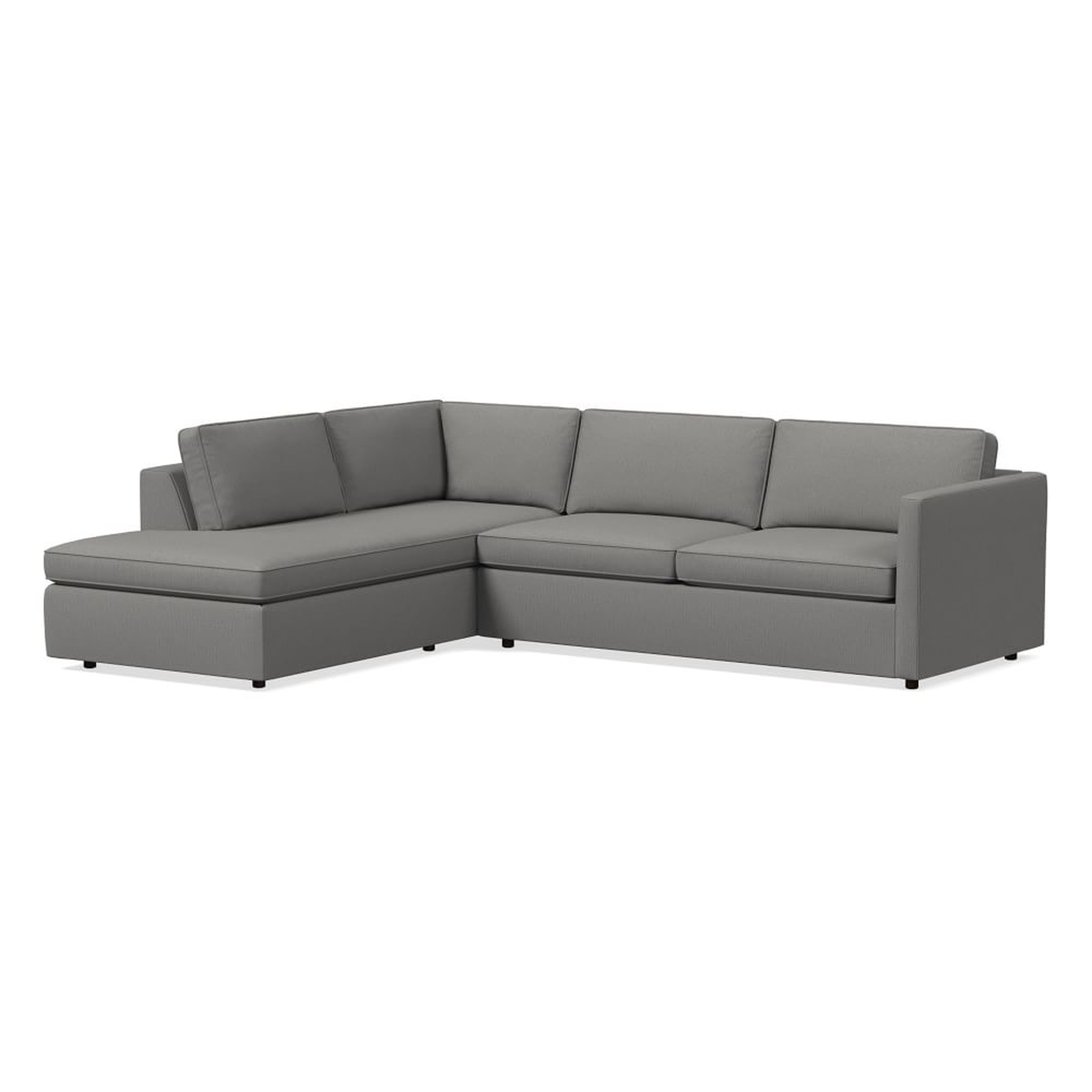 Harris Sectional Set 02: RA Sleeper Sofa, LA Terminal Chaise, Poly , Performance Washed Canvas, Storm Gray, Concealed Supports - West Elm
