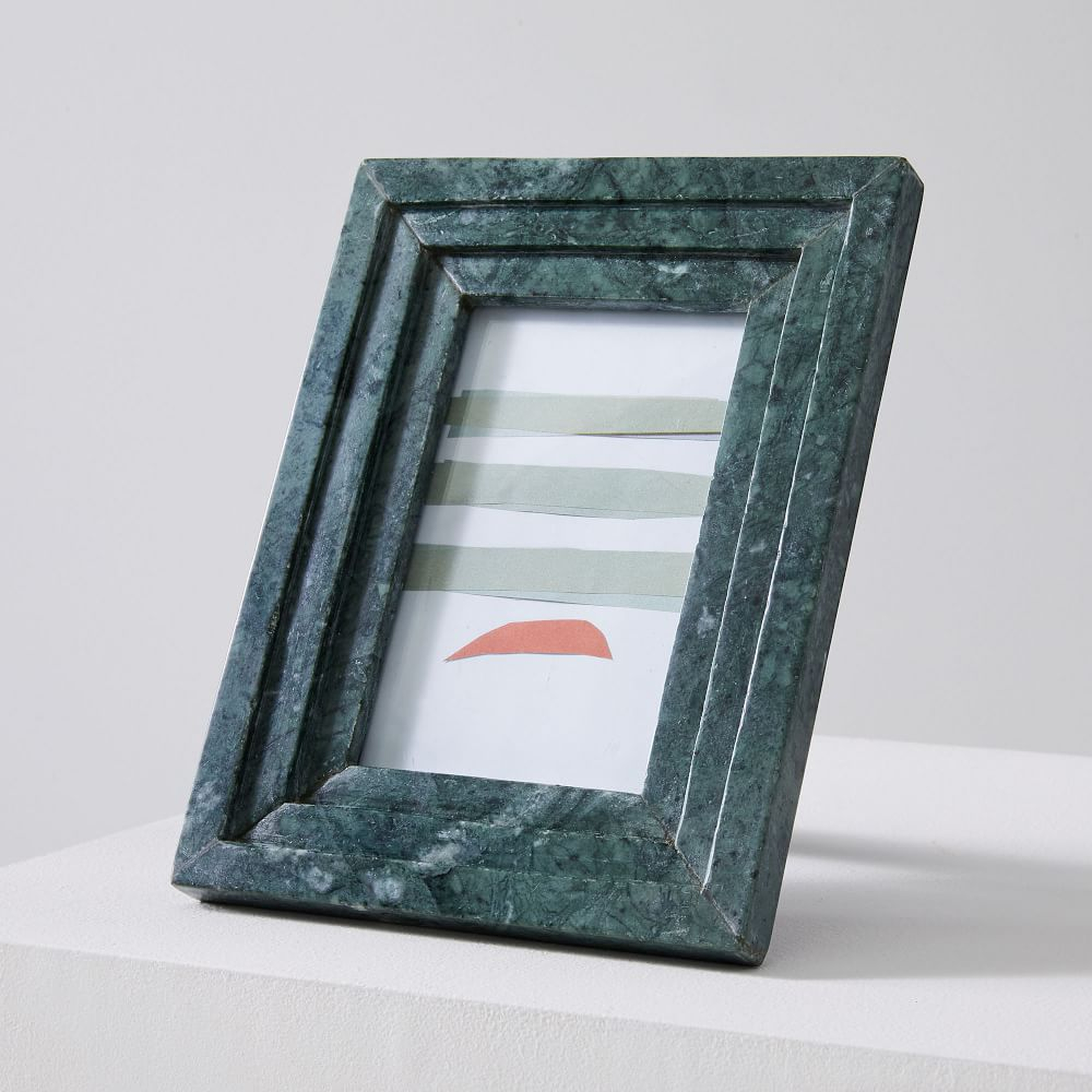Stacked Marble Frame, Flute Rectangle, 4"x6", Green - West Elm