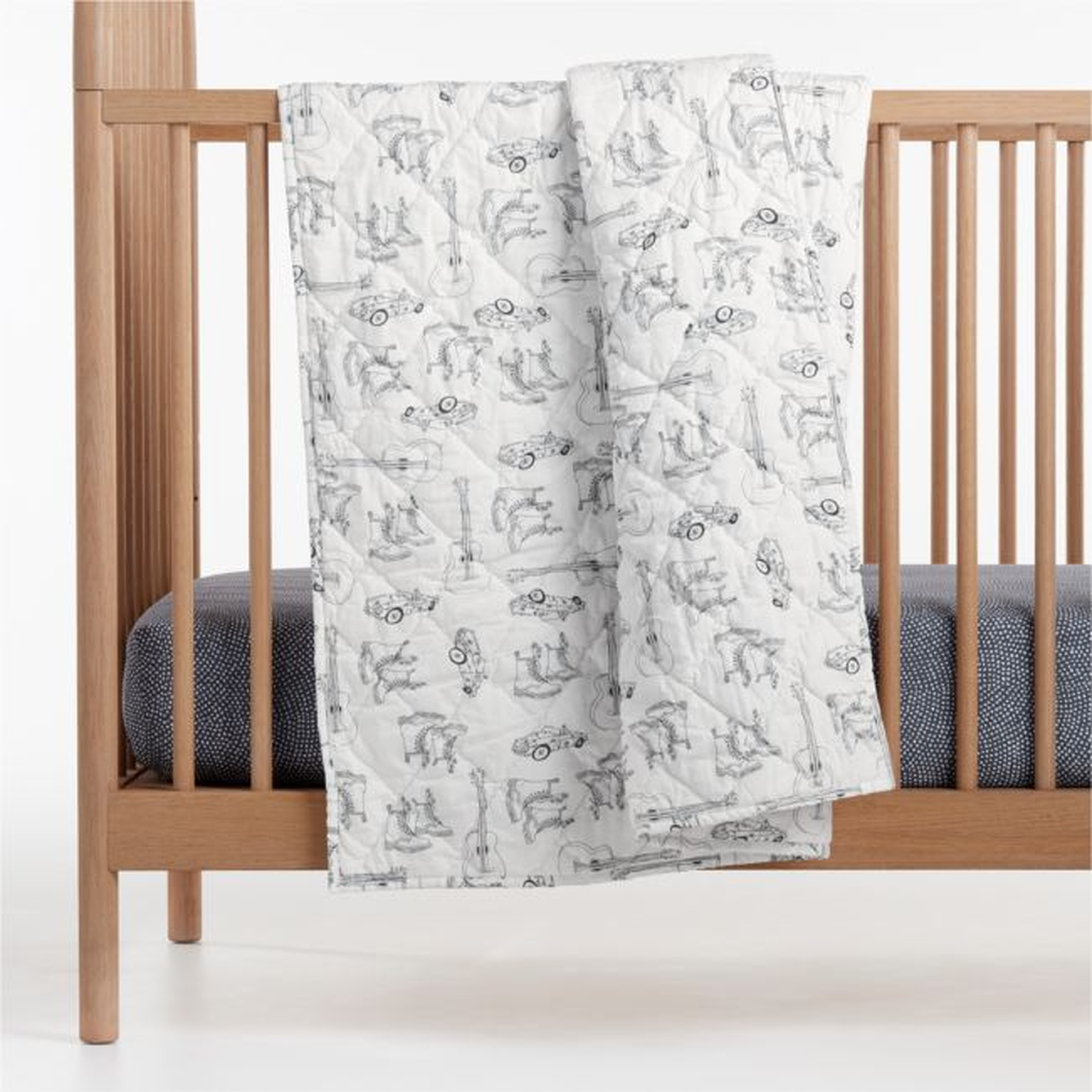 Lucca Indigo Baby Crib Quilt by Leanne Ford - Crate and Barrel