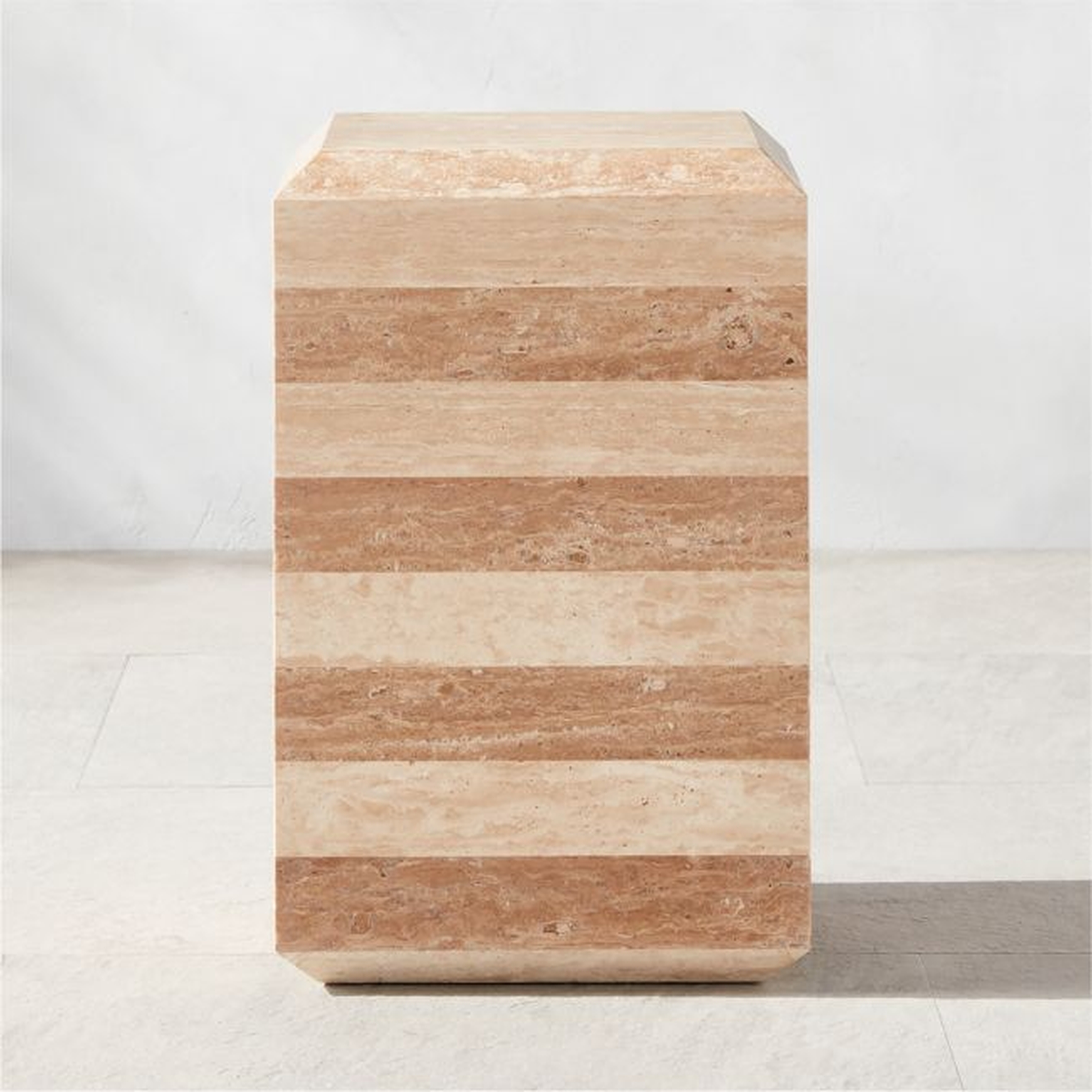 Camada Layered Travertine Indoor/Outdoor Side Table - CB2
