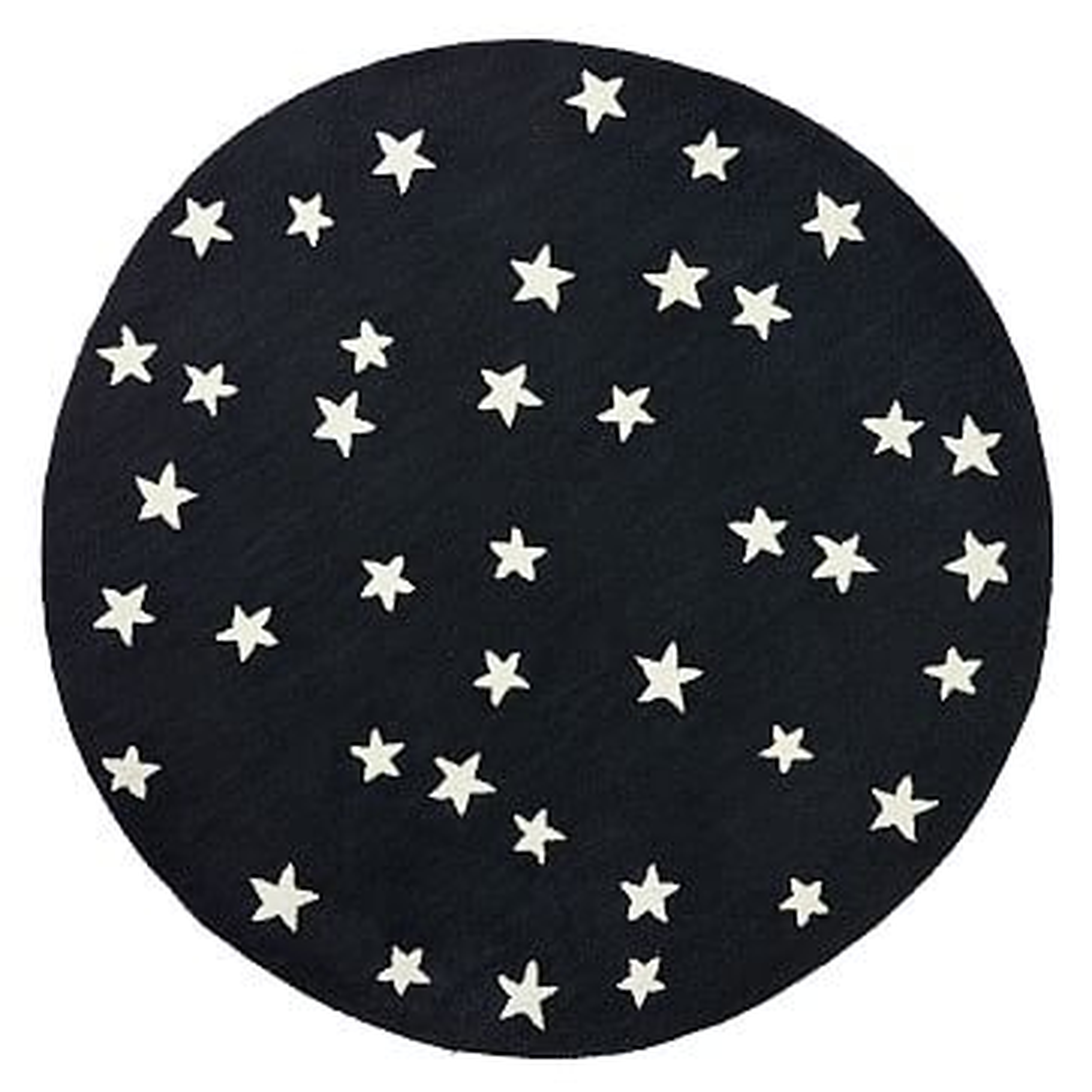 Starry Skies Rug, 5Ft Round, White Stars/Black, WE Kids - West Elm