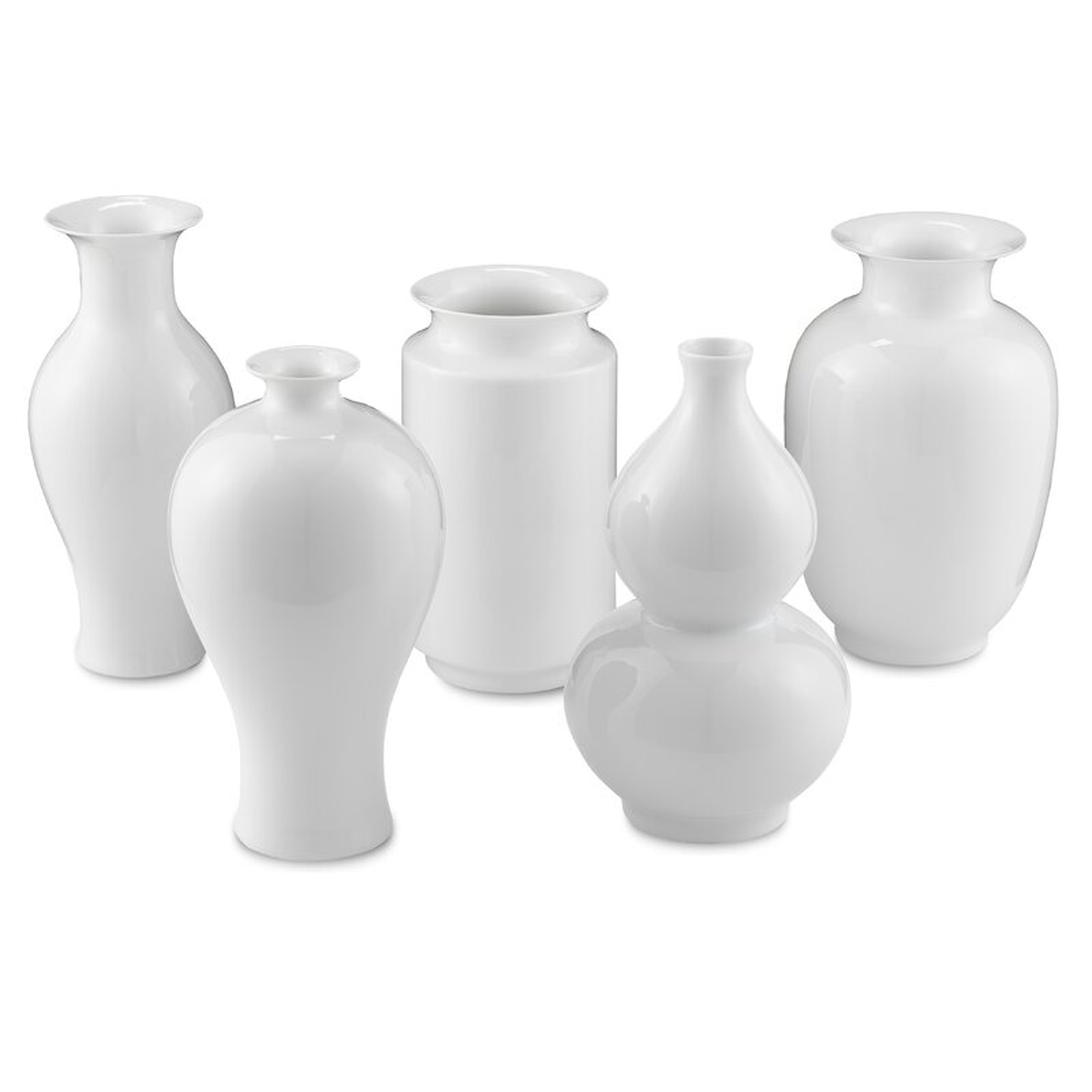 Currey & Company 5 Piece Imperial White Porcelain Table Vase Set - Perigold