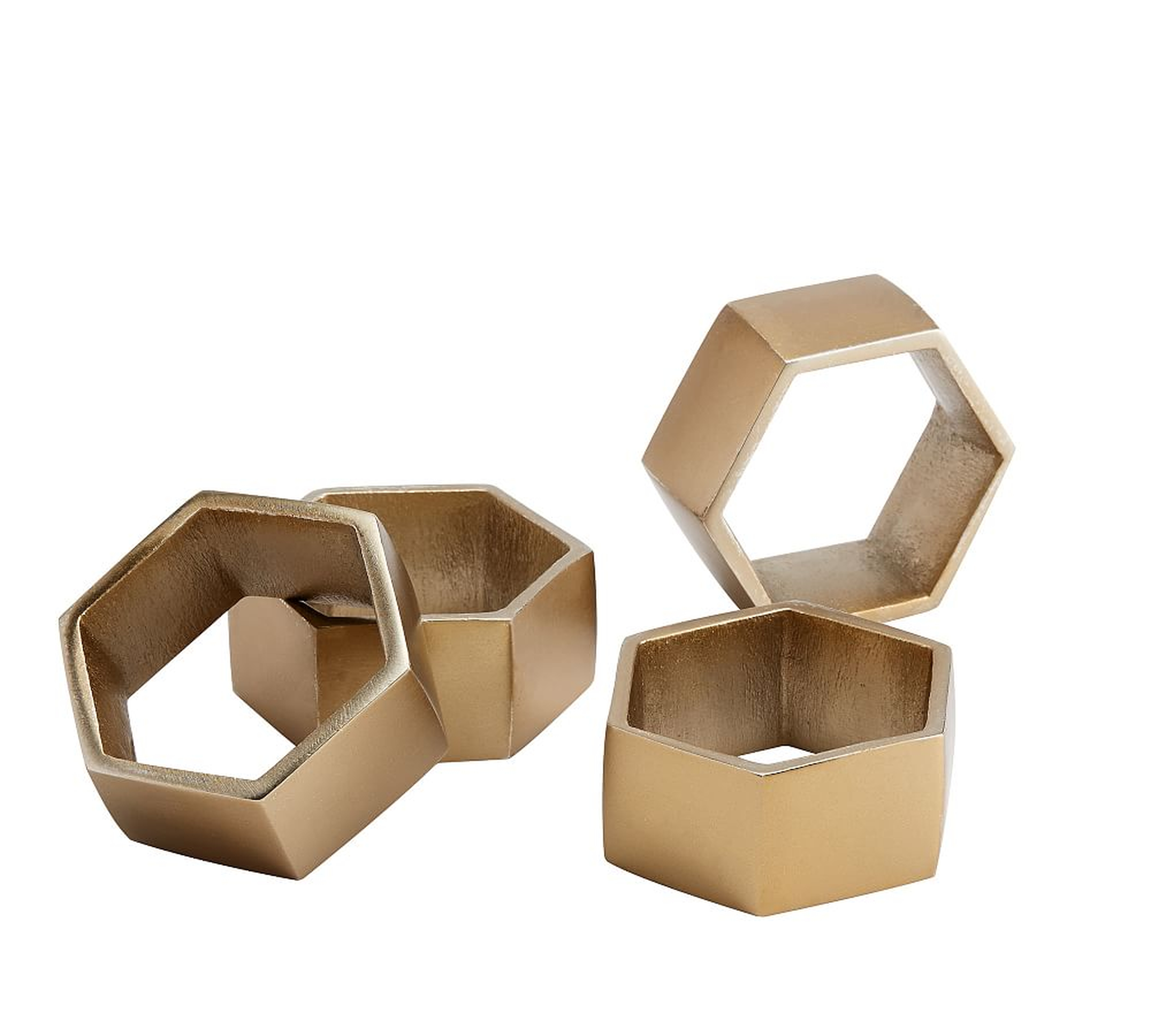 Bleecker Geo Metal Napkin Rings, Set of 4 - Gold - Pottery Barn