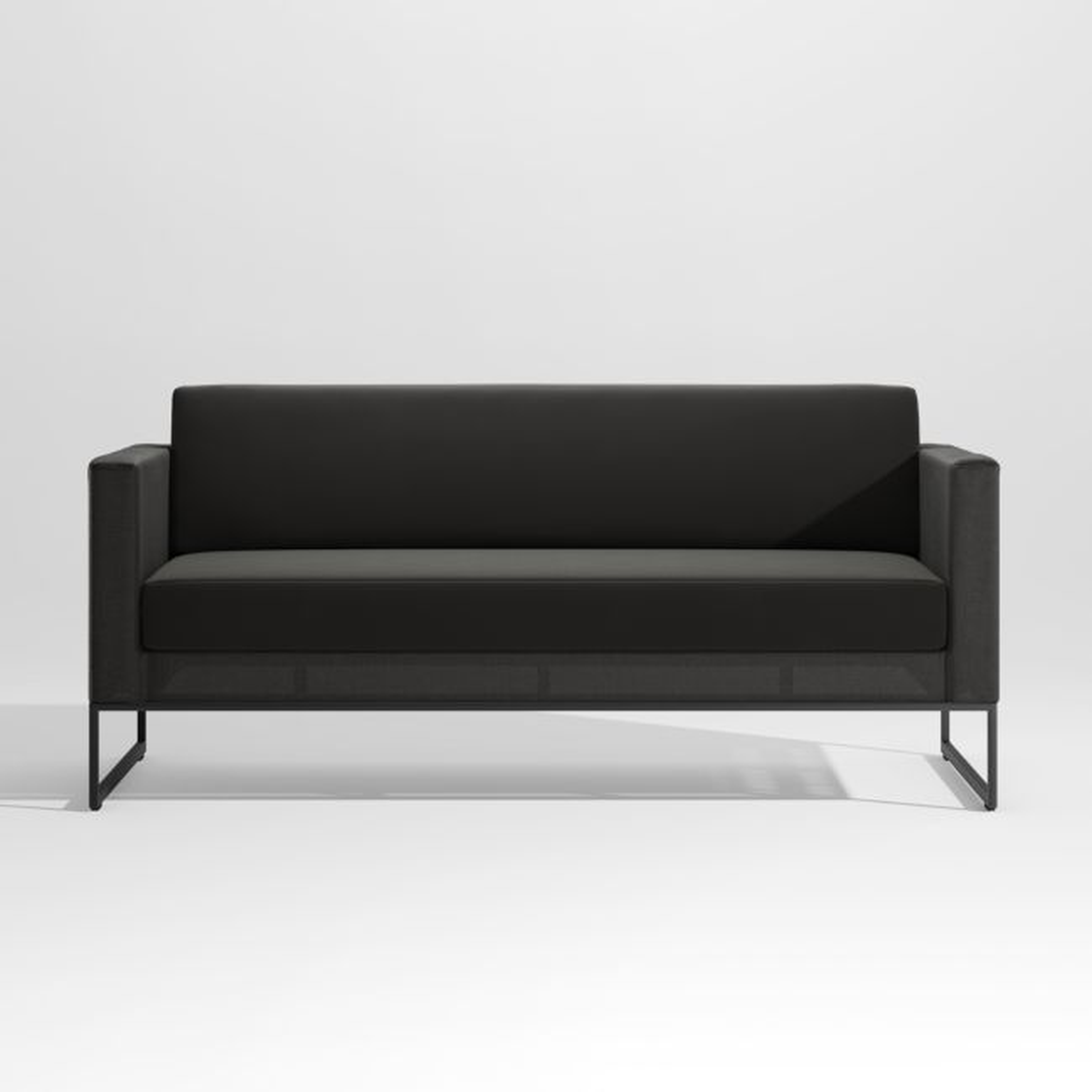 Dune 68" Black Outdoor Sofa with Black Cushions - Crate and Barrel