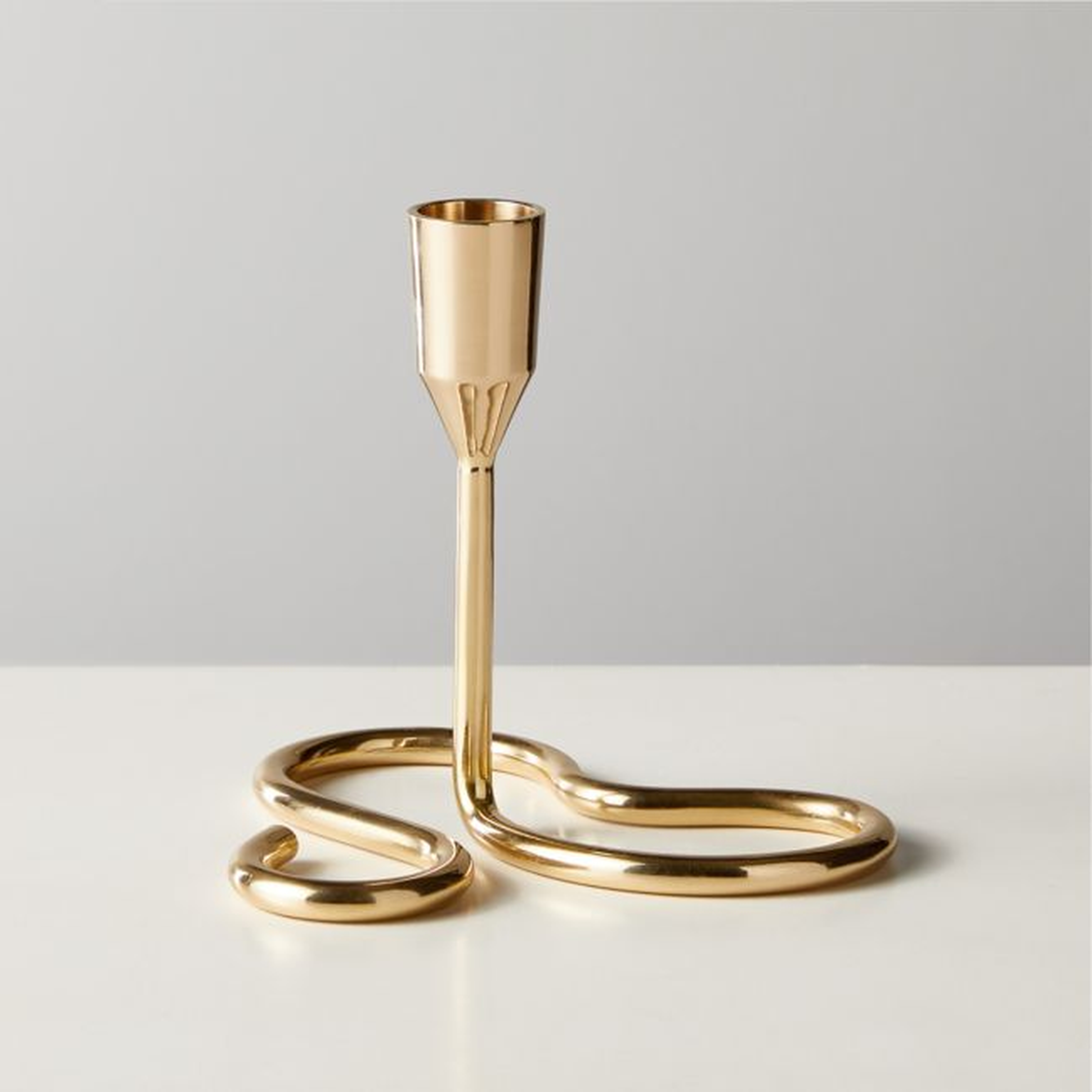Motion Brass Taper Candle Holder Small - CB2