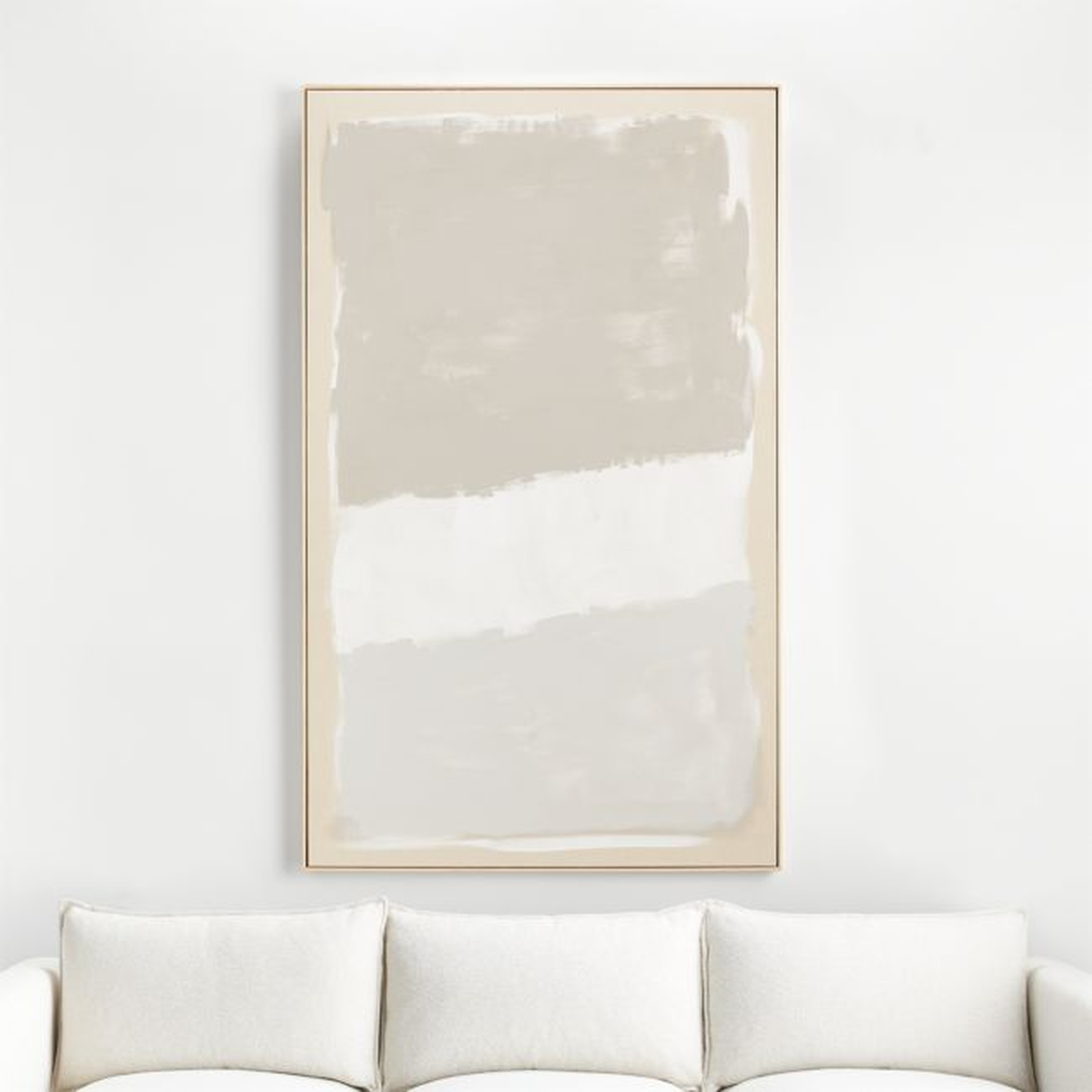 "Neutral Modern Moment" Framed Hand-Painted Raw Canvas Wall Art 49"x81" - Crate and Barrel