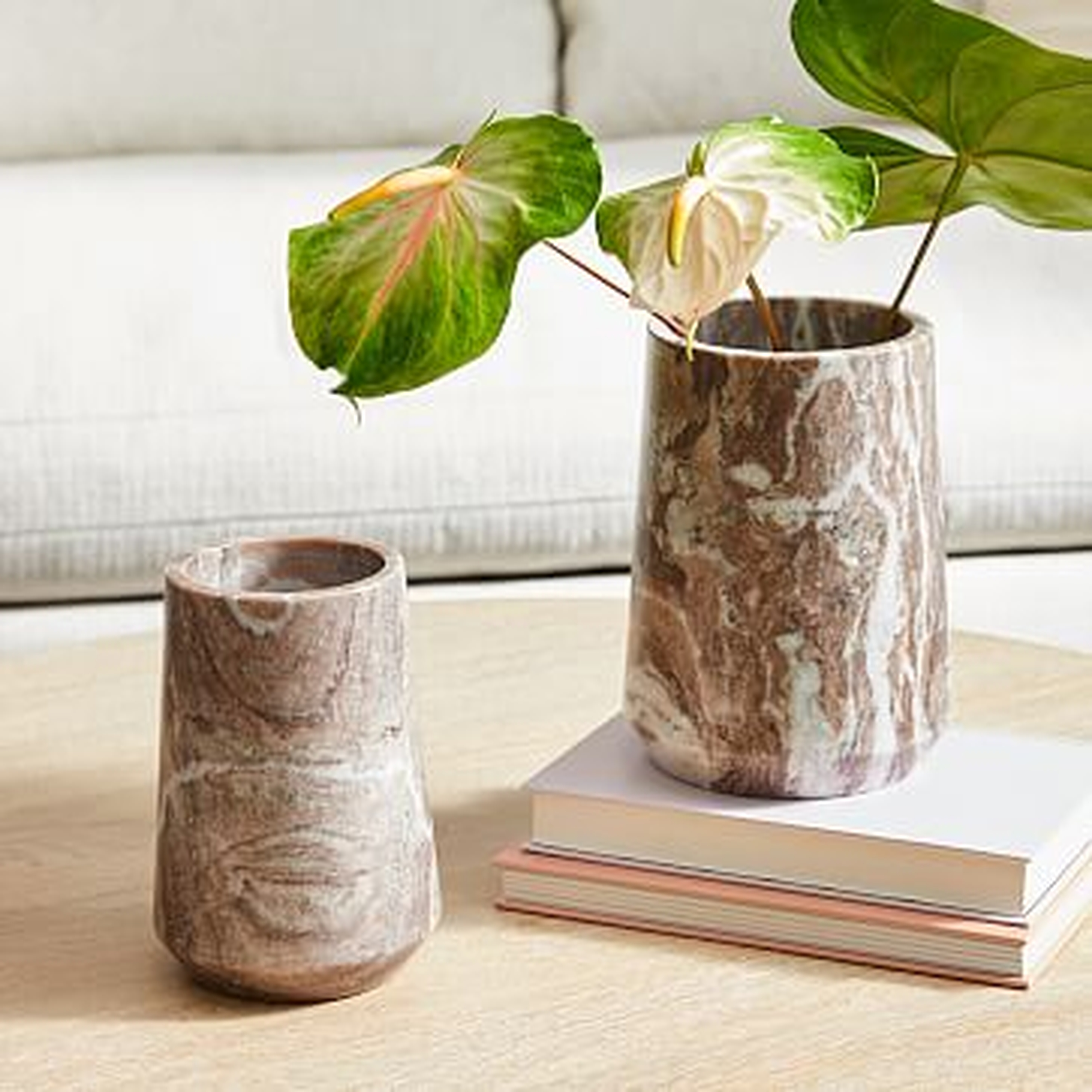 Pink Marble Vases, Small and Large, Set of 2 - West Elm