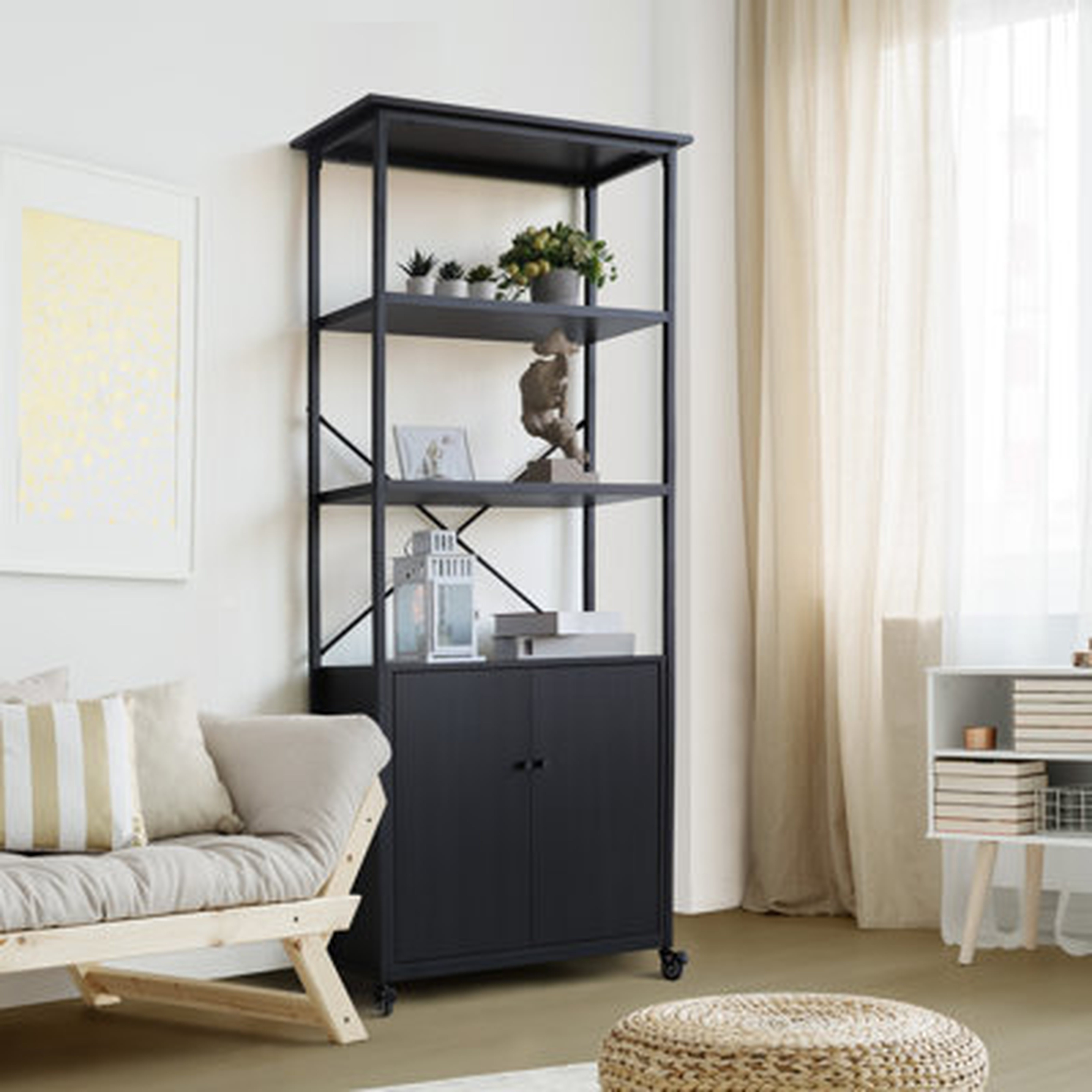 Bookcase, 4-tier Rustic Bookshelf With Cabinet - Wayfair