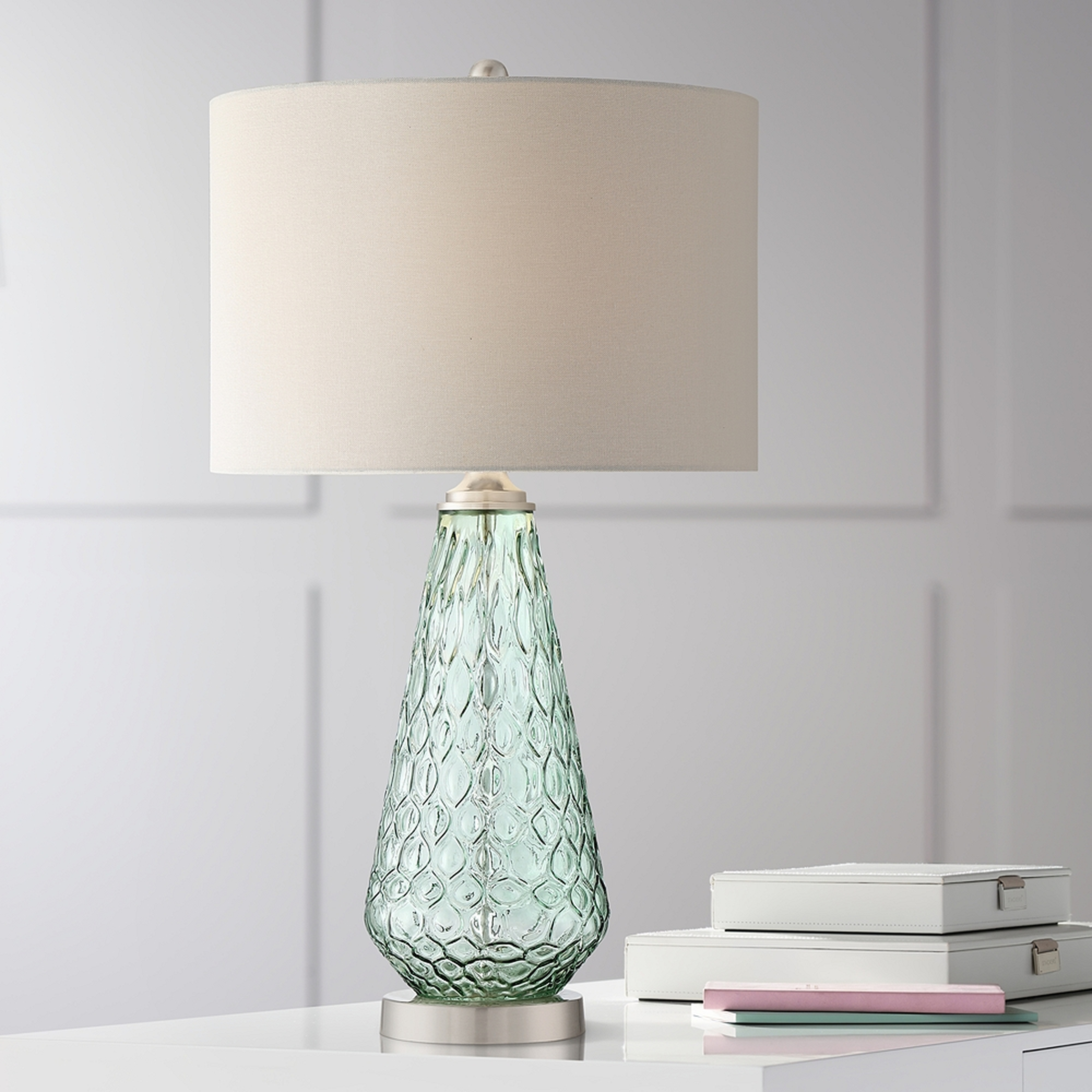 Julia Seafoam Green Glass Table Lamp with Table Top Dimmer - Style # 89K67 - Lamps Plus