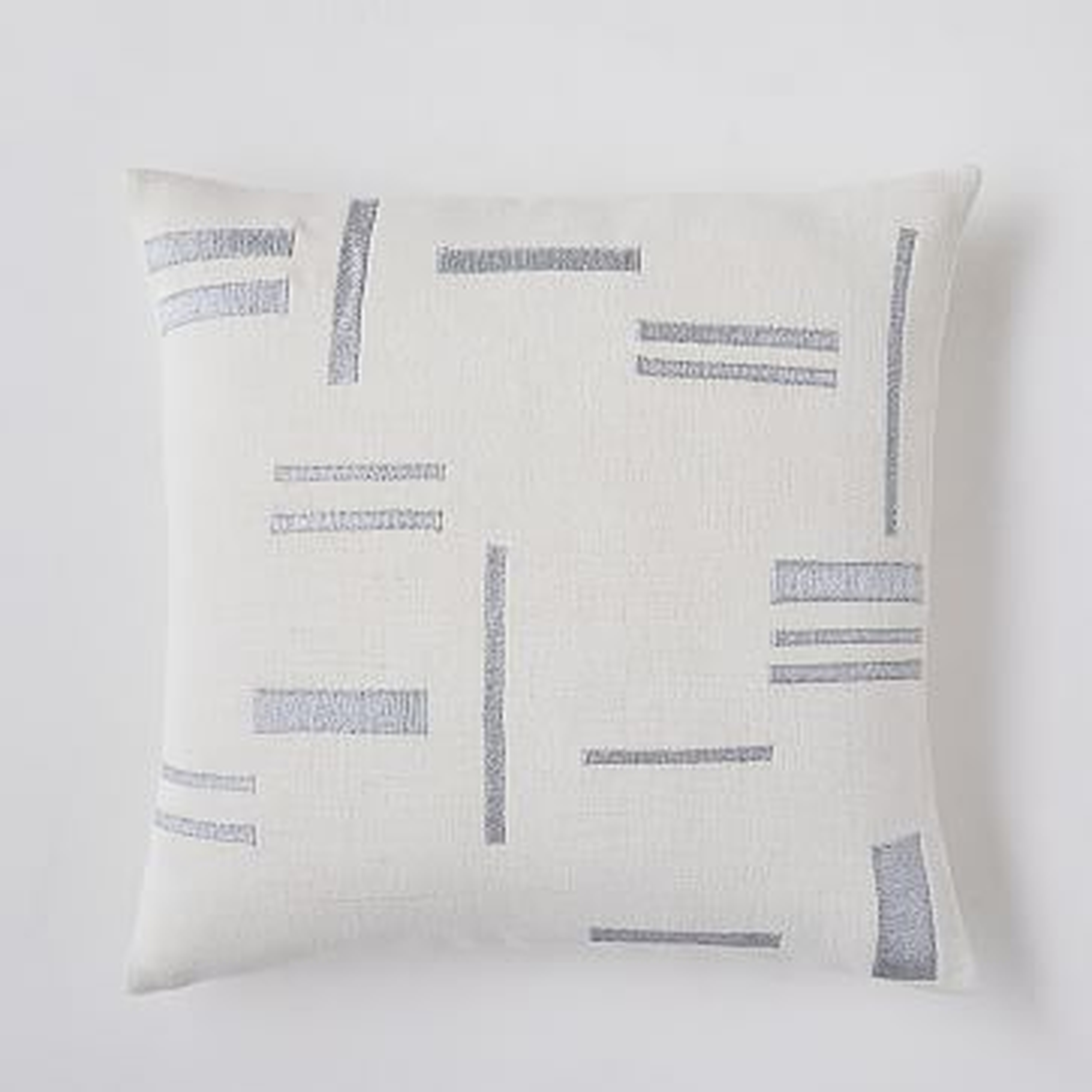 Embroidered Metallic Blocks Pillow Cover, 24"x24", Stone White, Set of 2 - West Elm