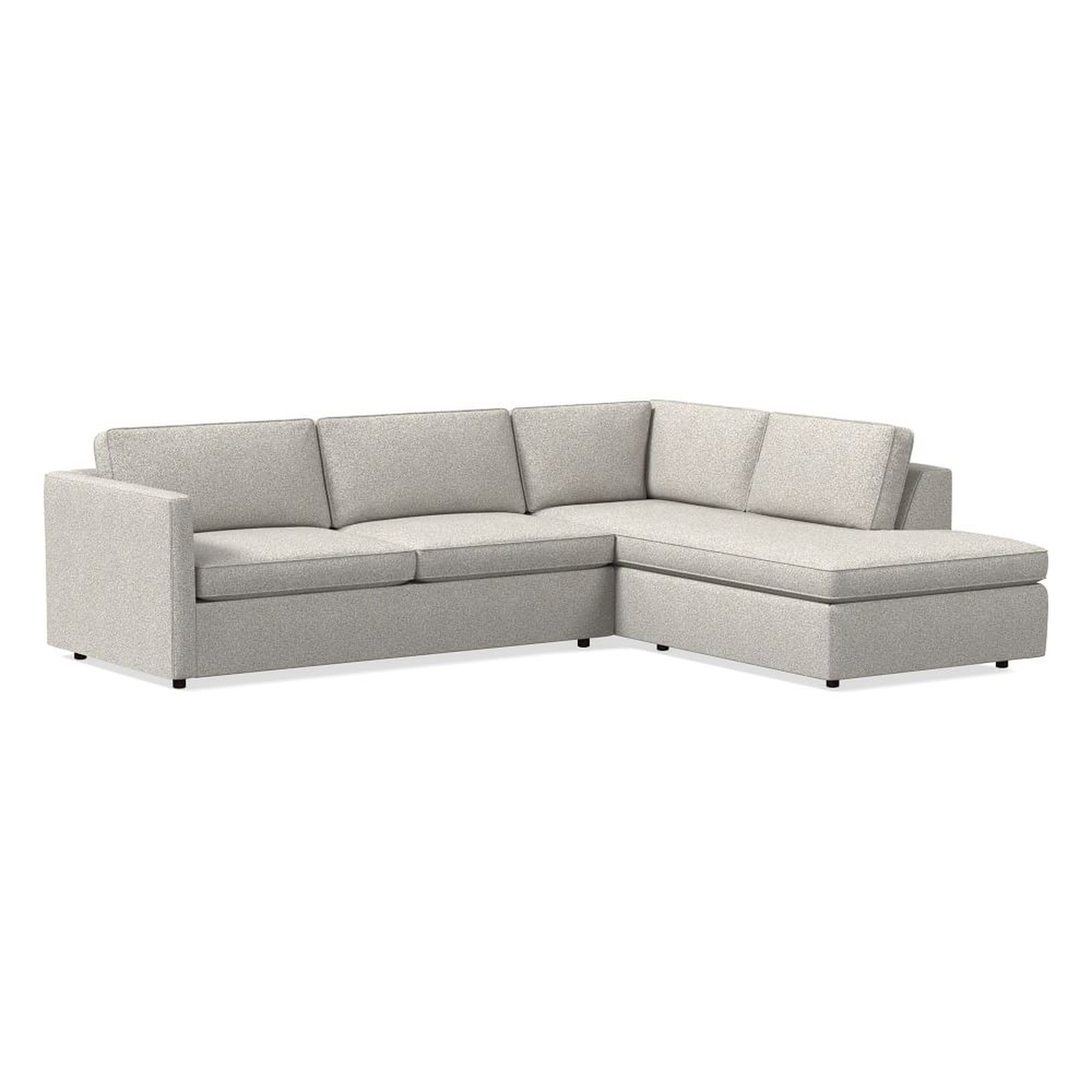 Harris 112" Right Multi-Seat Sleeper Sectional w/ Bumper Chaise, Chenille Tweed, Storm Gray - West Elm