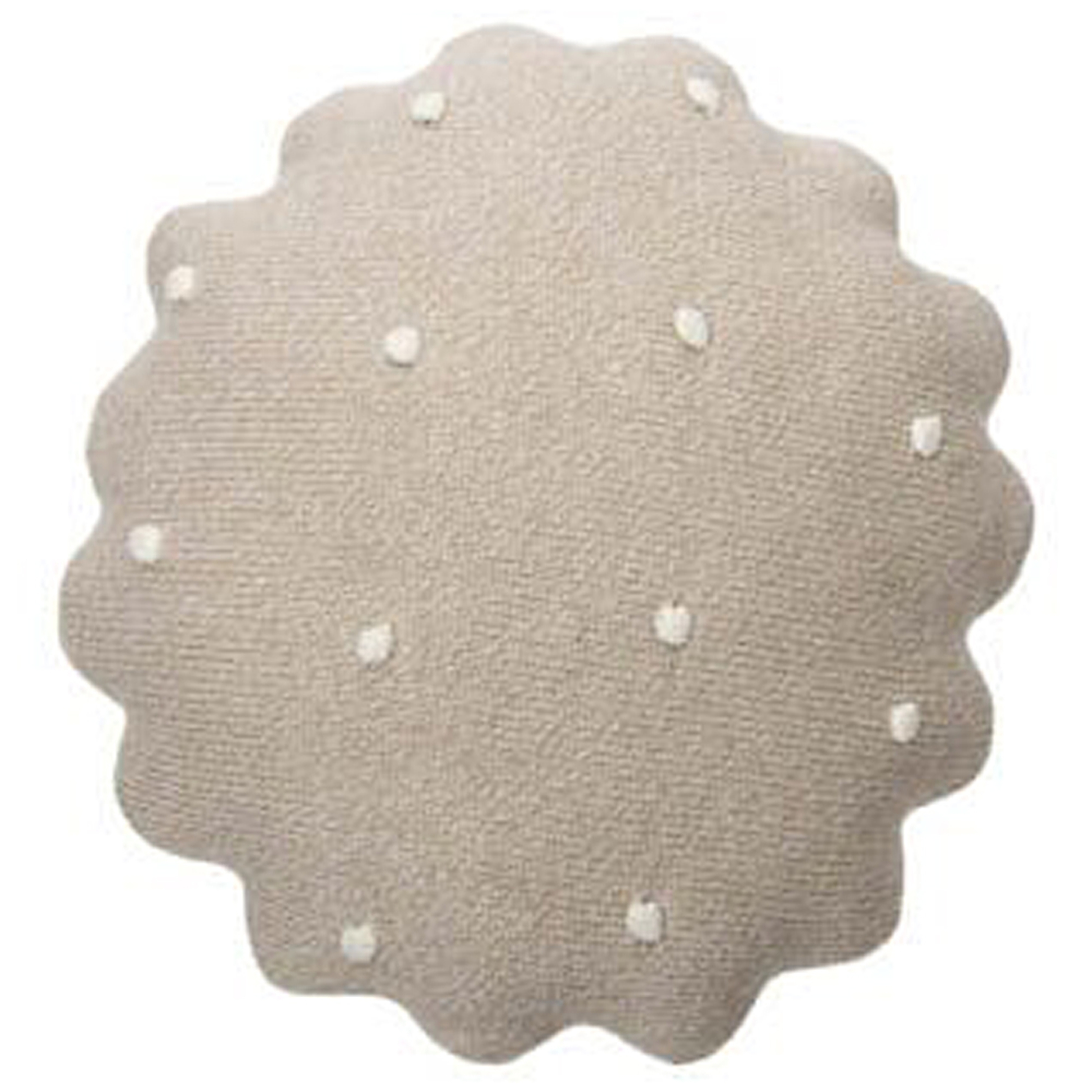 Lorena Canals Round Biscuit Modern Classic Beige Cotton Dotted Kids Pillow - Kathy Kuo Home