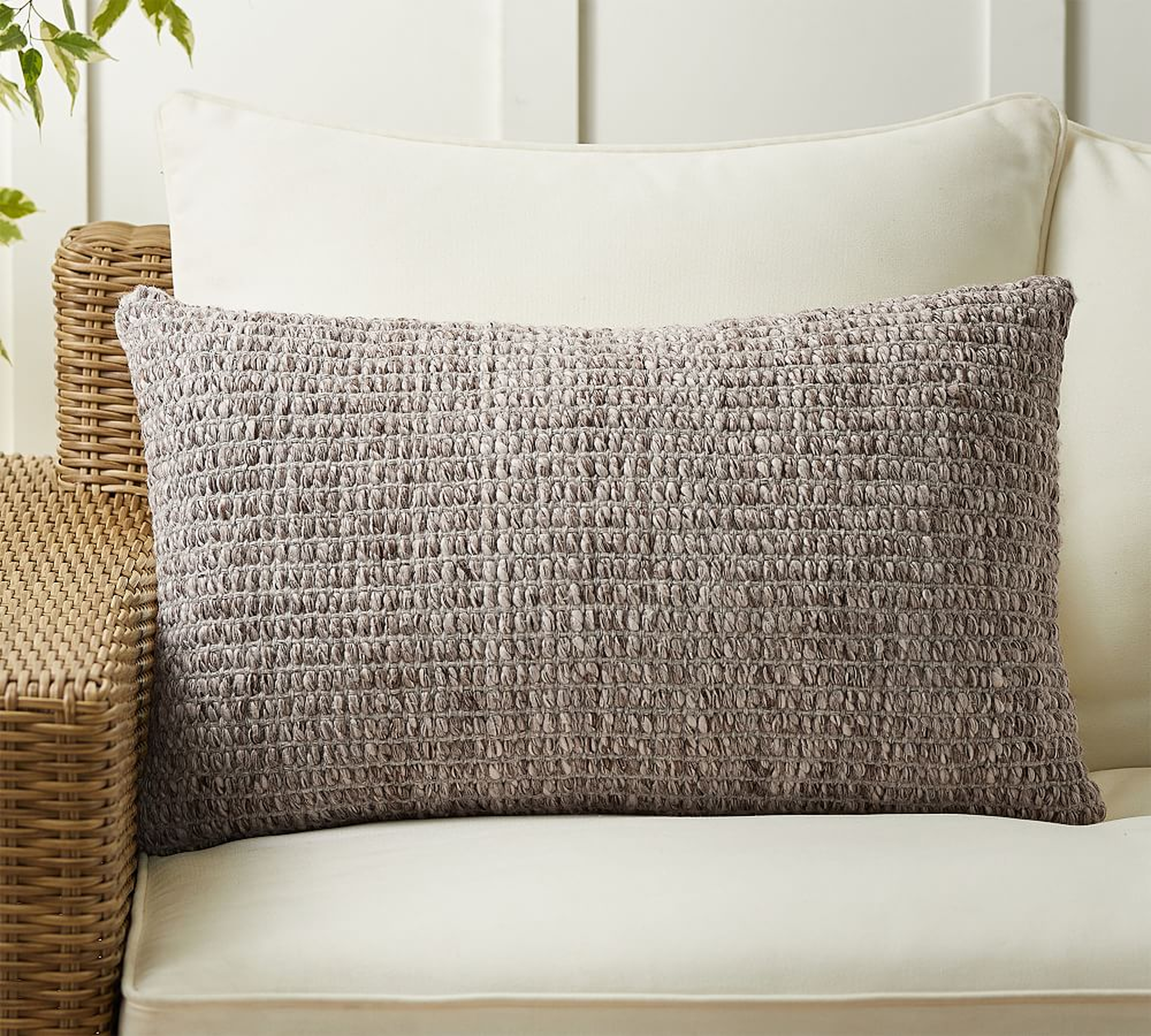 Addy Indoor/Outdoor Lumbar Pillow, 16" x 26", Charcoal - Pottery Barn