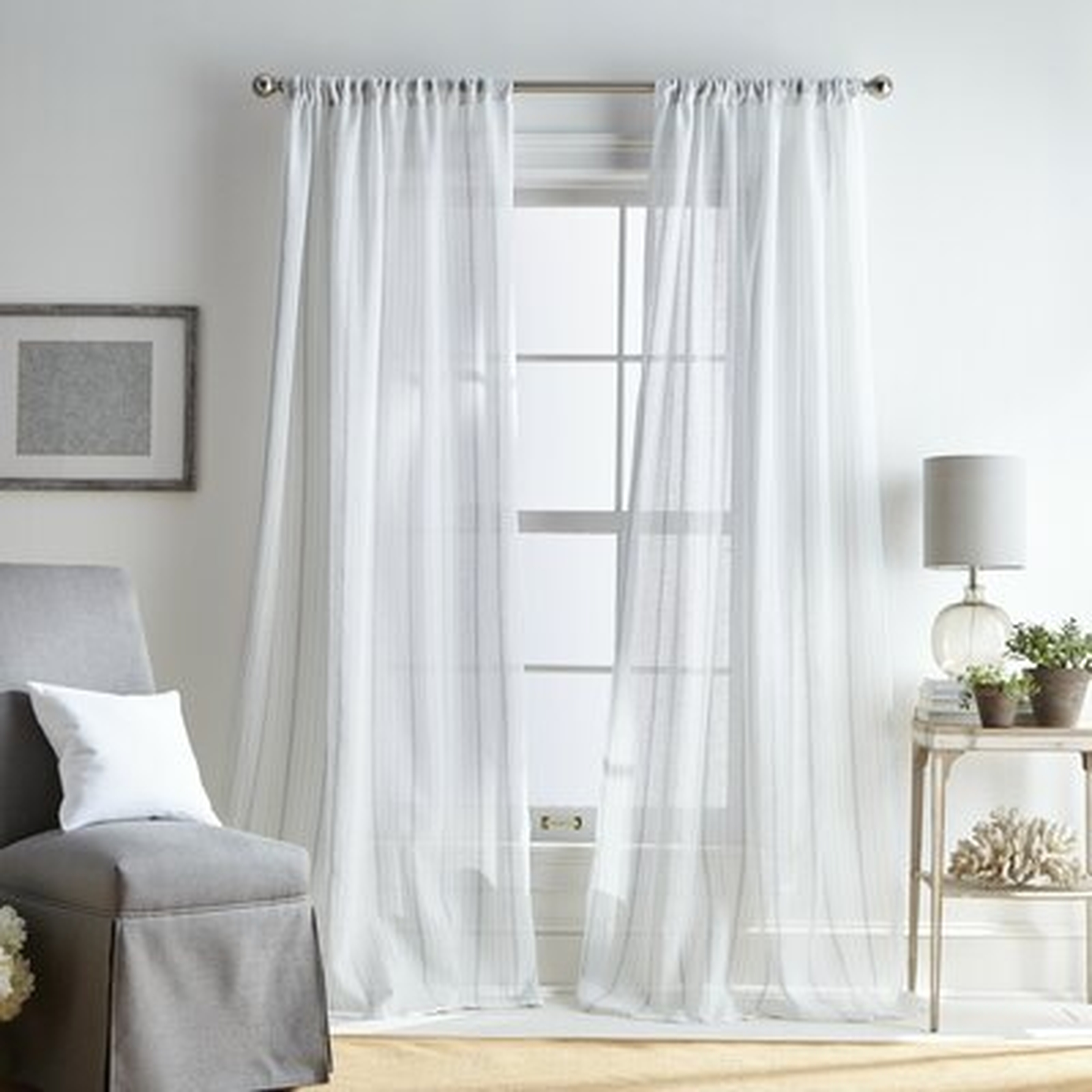 Hampton Stripe Polyester Sheer Curtain Panel - AllModern