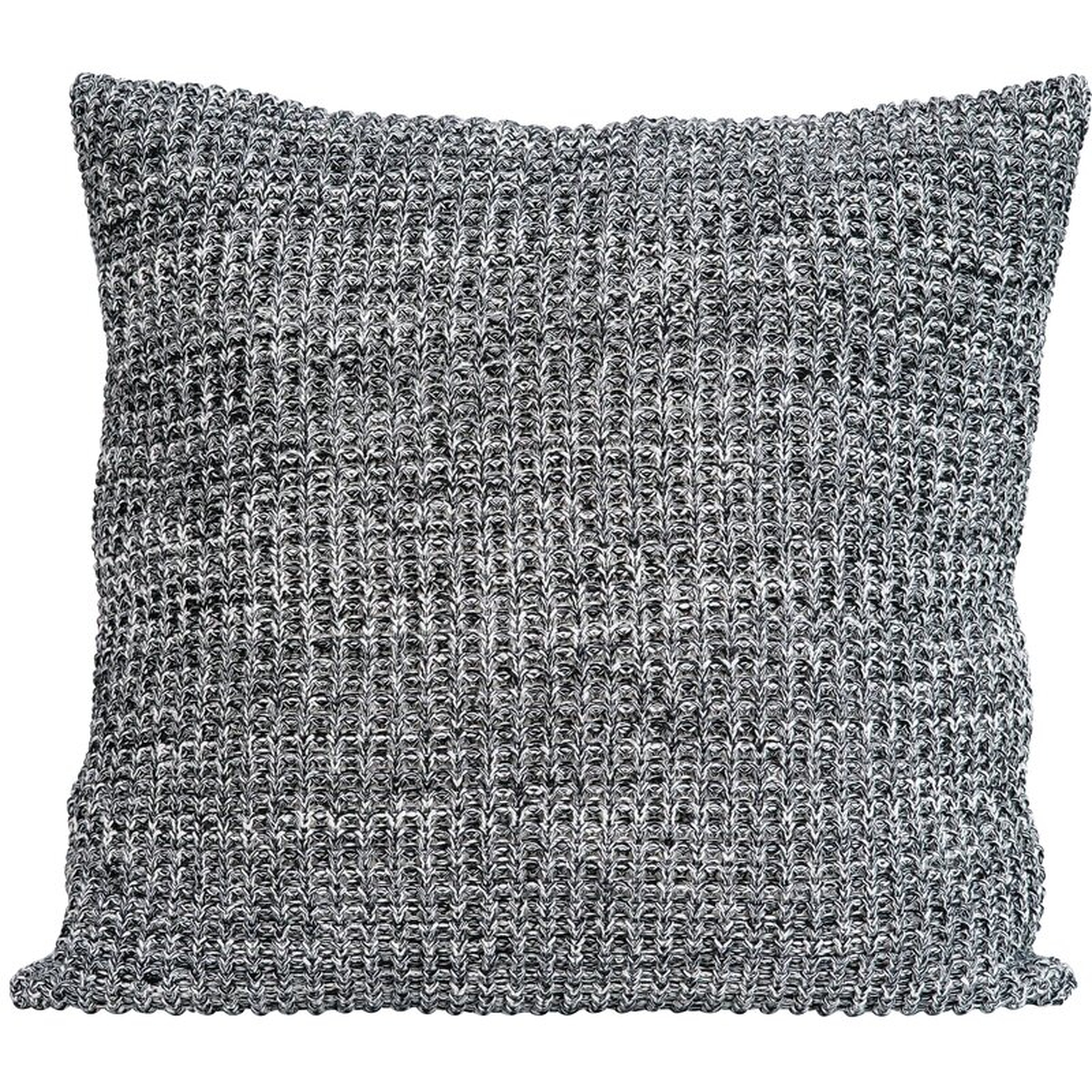 Bloomingville Black & Natural Square Cotton Knit Pillow with Leather Handle - Perigold