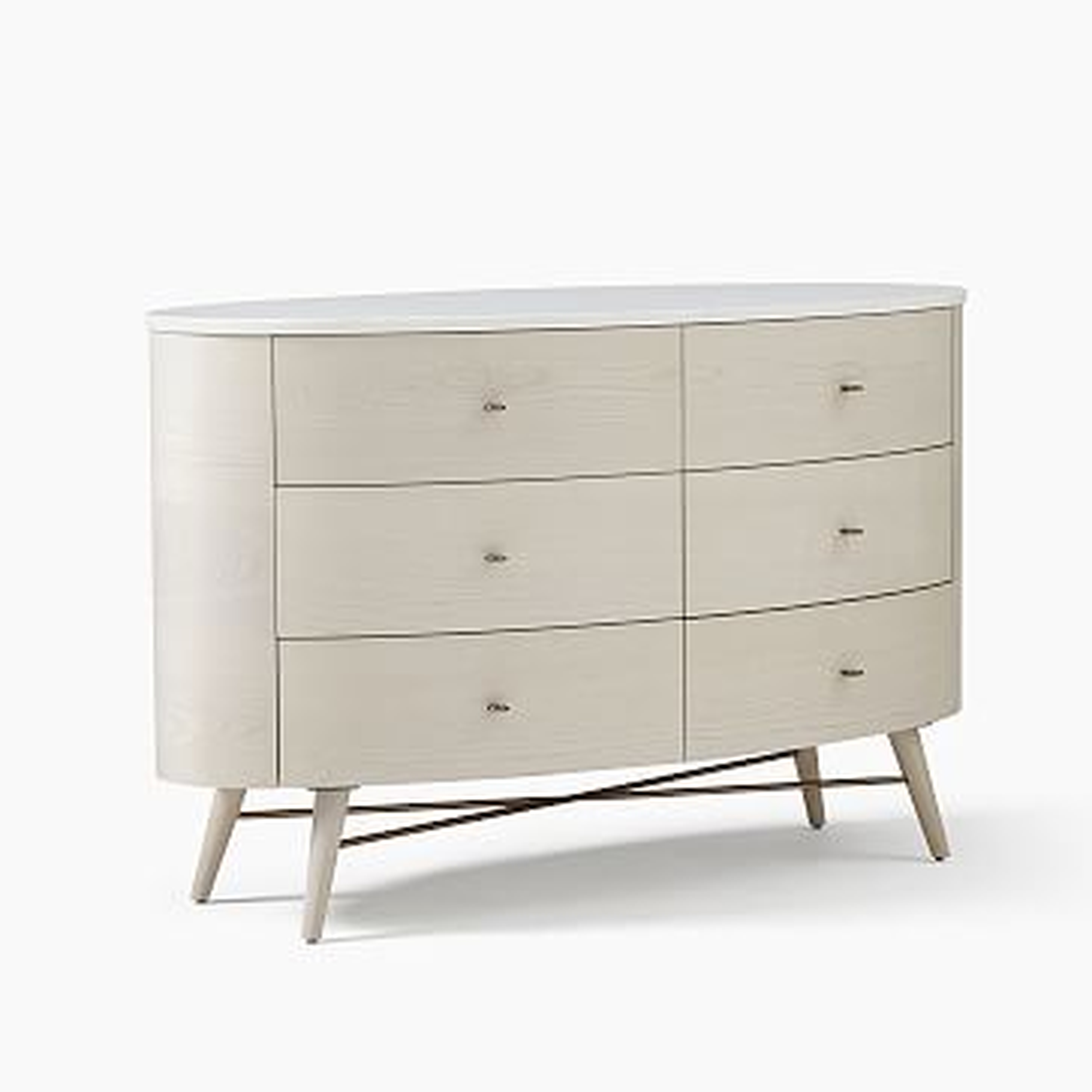 Penelope 6-Drawer Dresser, Marble, Feather Gray, Oil Rubbed Bronze - West Elm