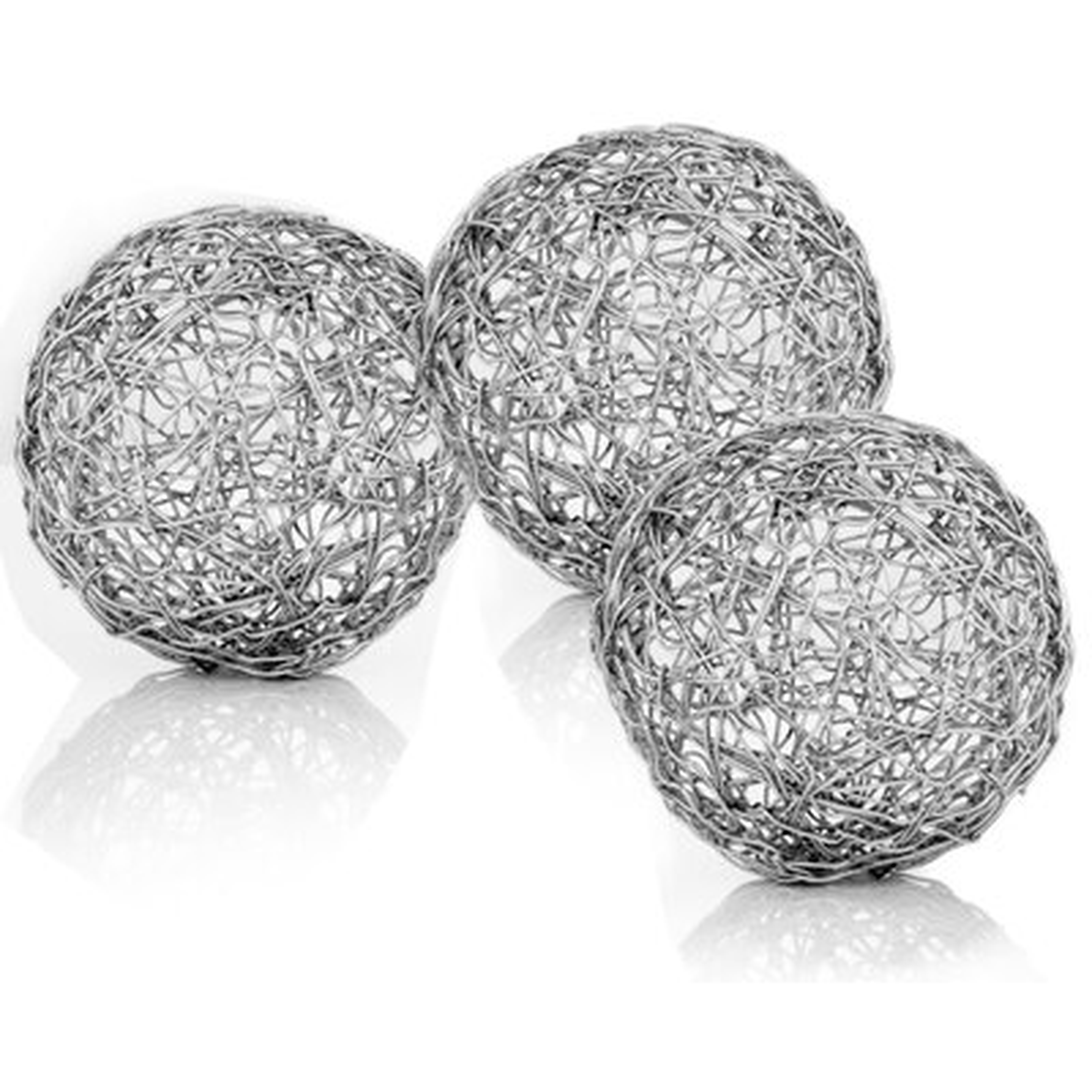 5" X 5" X 5" Shiny Nickel Silver Wire Spheres Box Of 3 - Wayfair