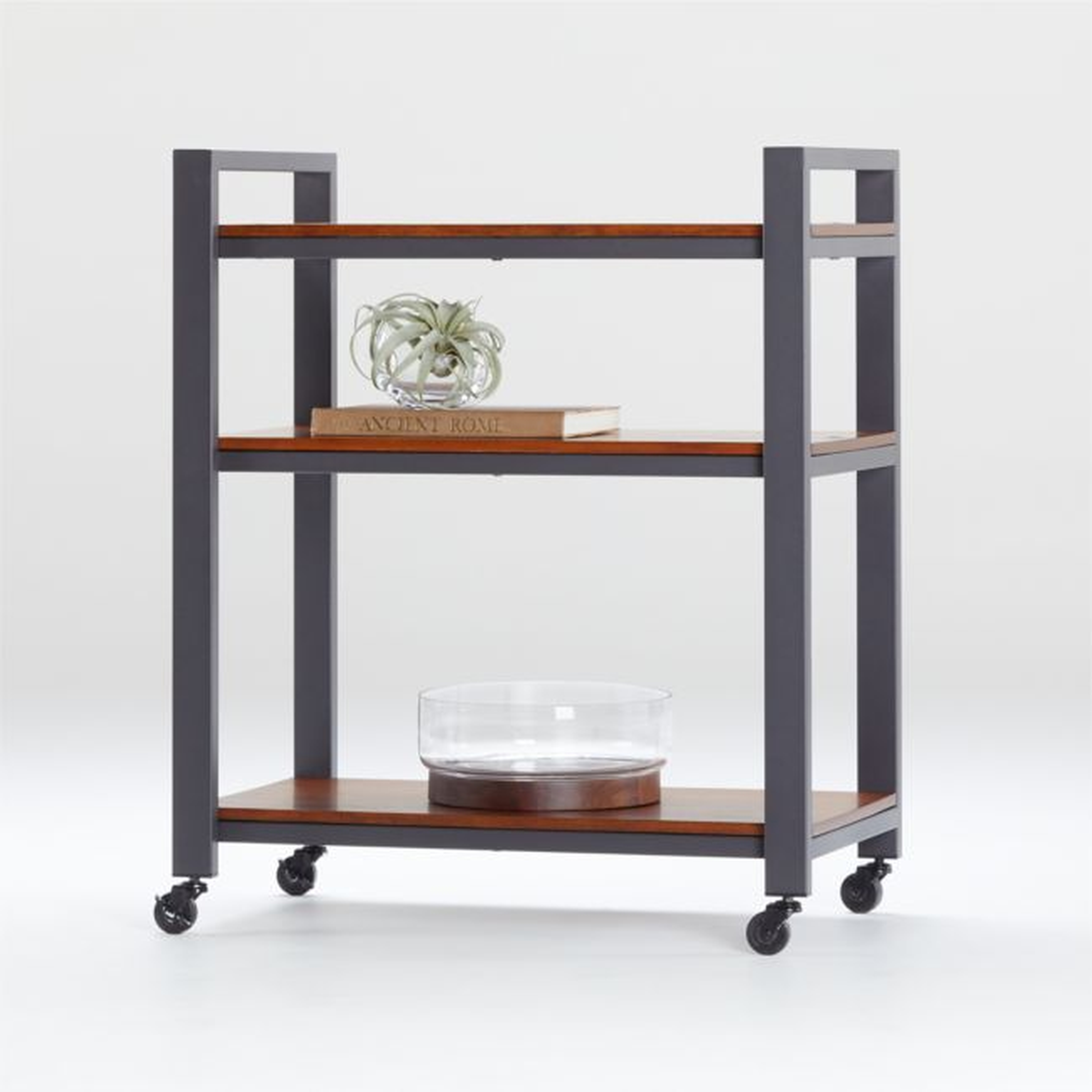 Pilsen Graphite Cart with Walnut Shelves - Crate and Barrel