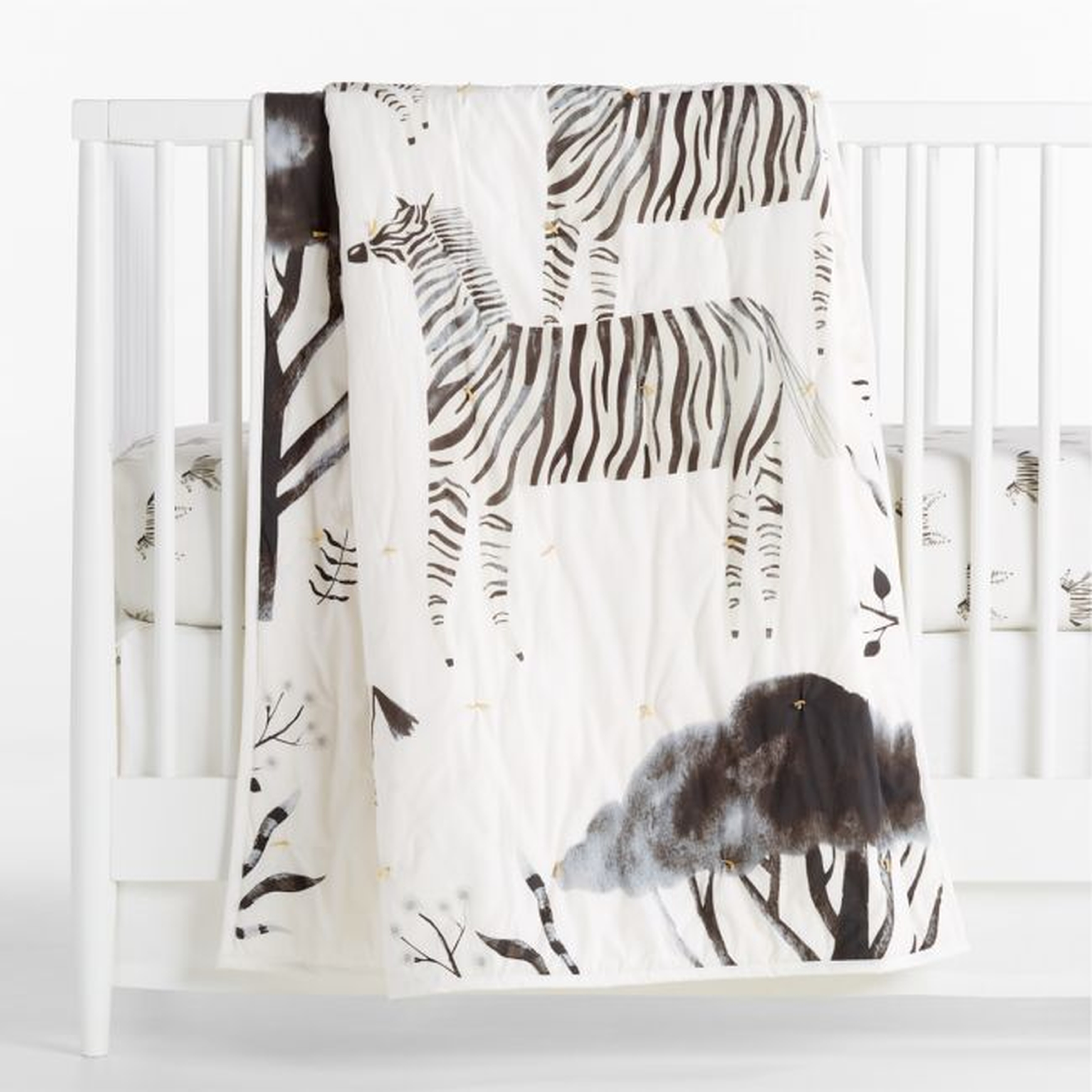 Mikumi Organic Zebra Baby Crib Quilt - Crate and Barrel