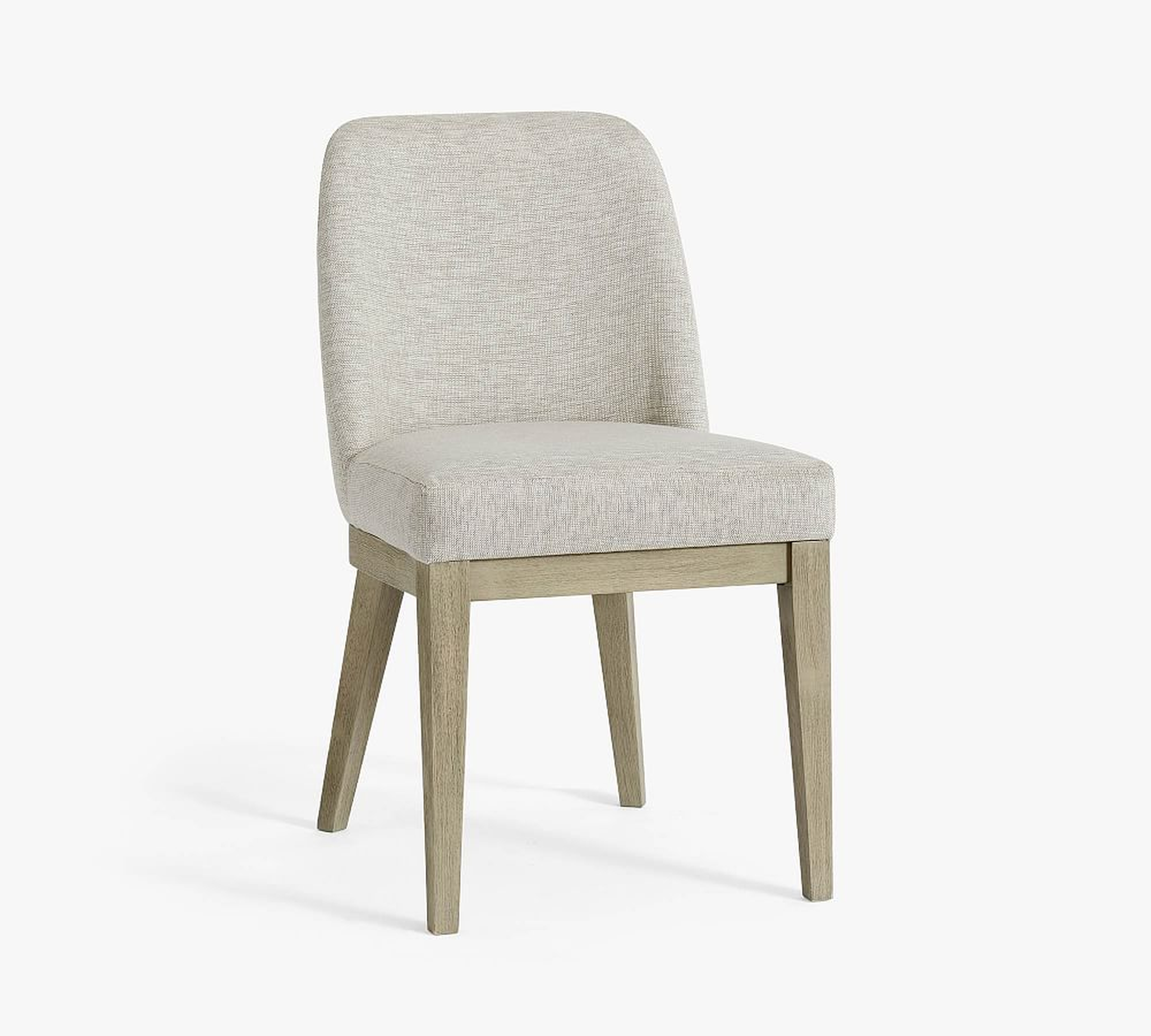 Layton Upholstered Dining Side Chair, Gray Wash Legs, Basketweave Slub Oatmeal - Pottery Barn