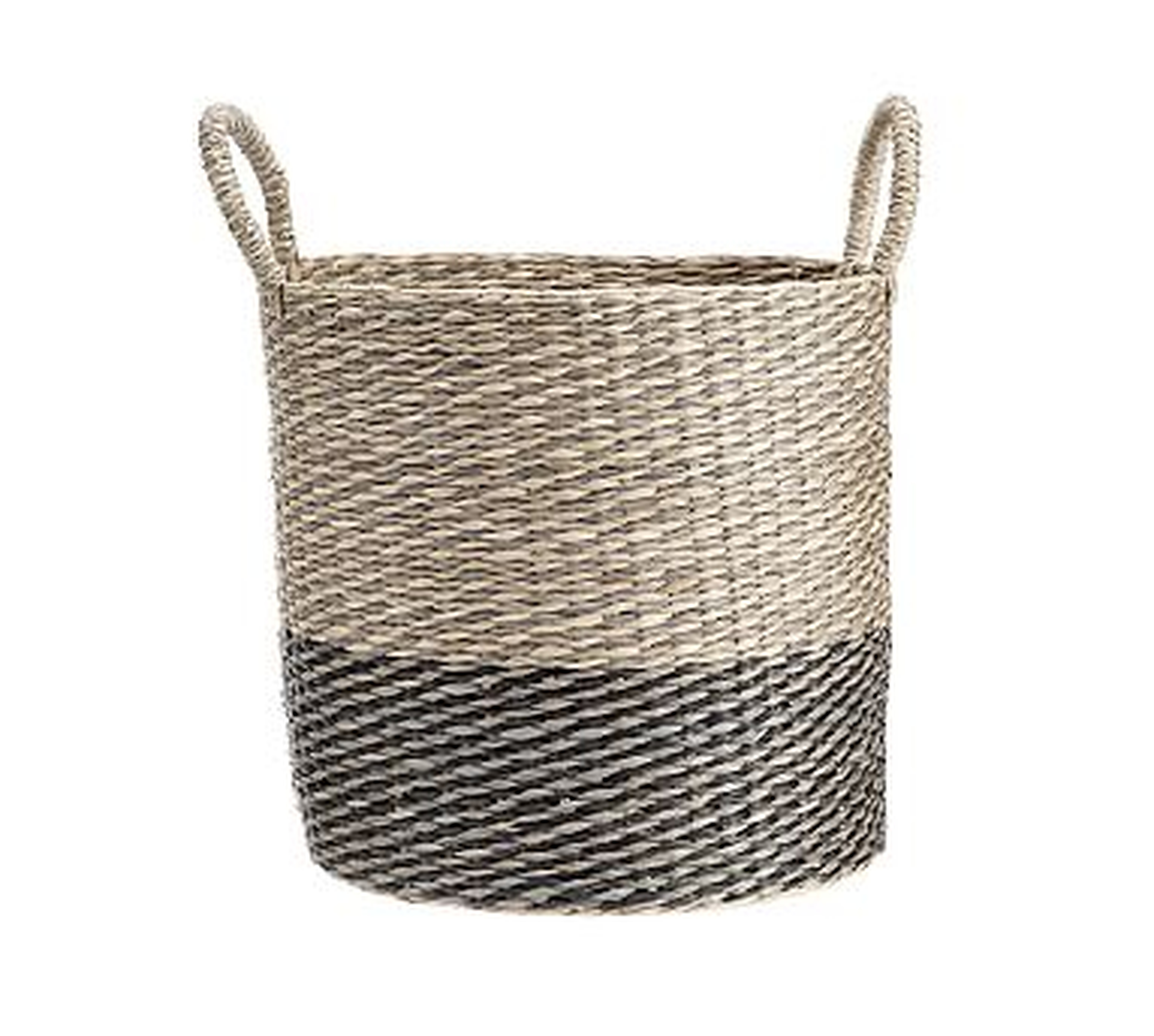 Lisbon Two-Tone Tote Basket, Natural/Black, Small - Pottery Barn