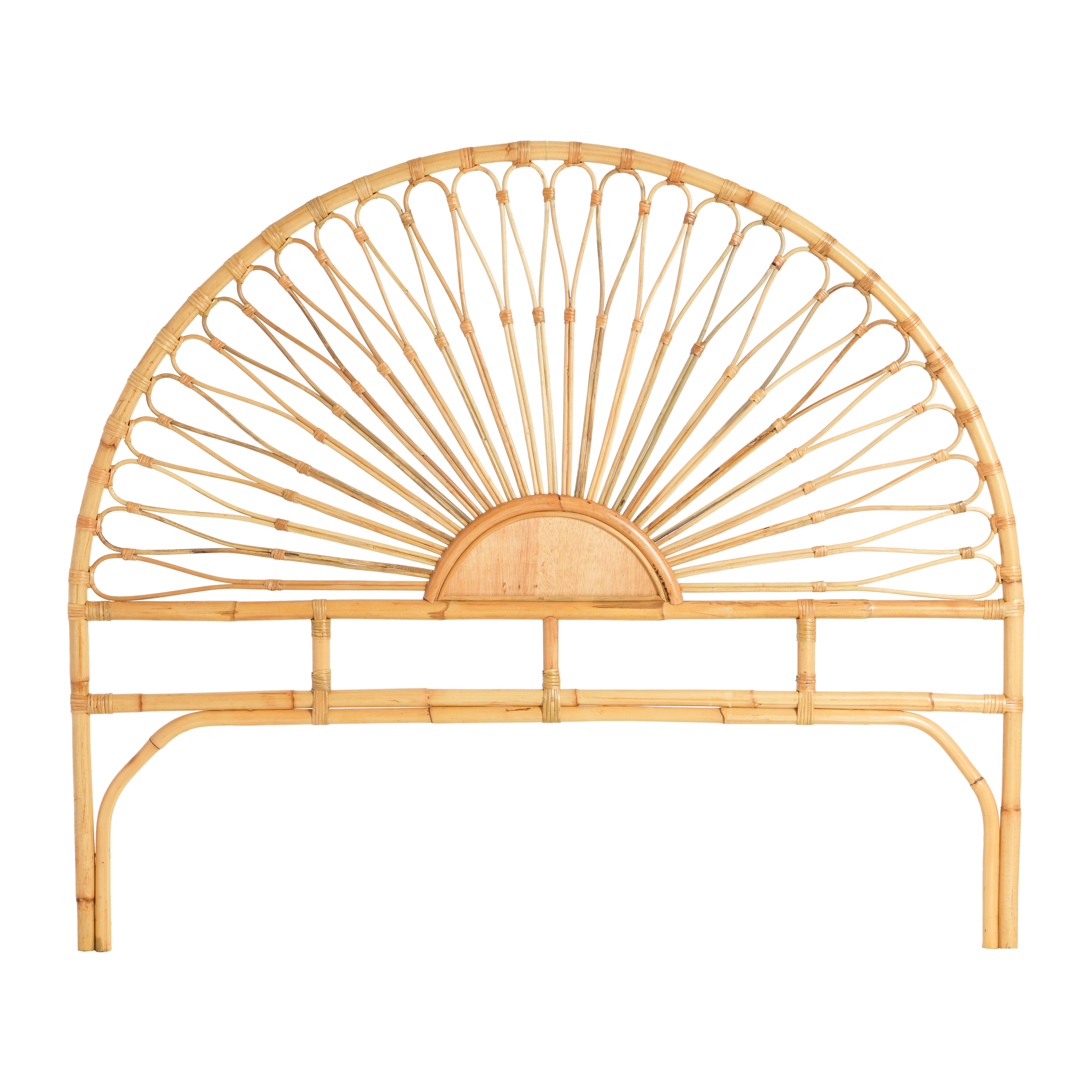 Rattan Headboard with Sunrise Design, King-Size - Nomad Home