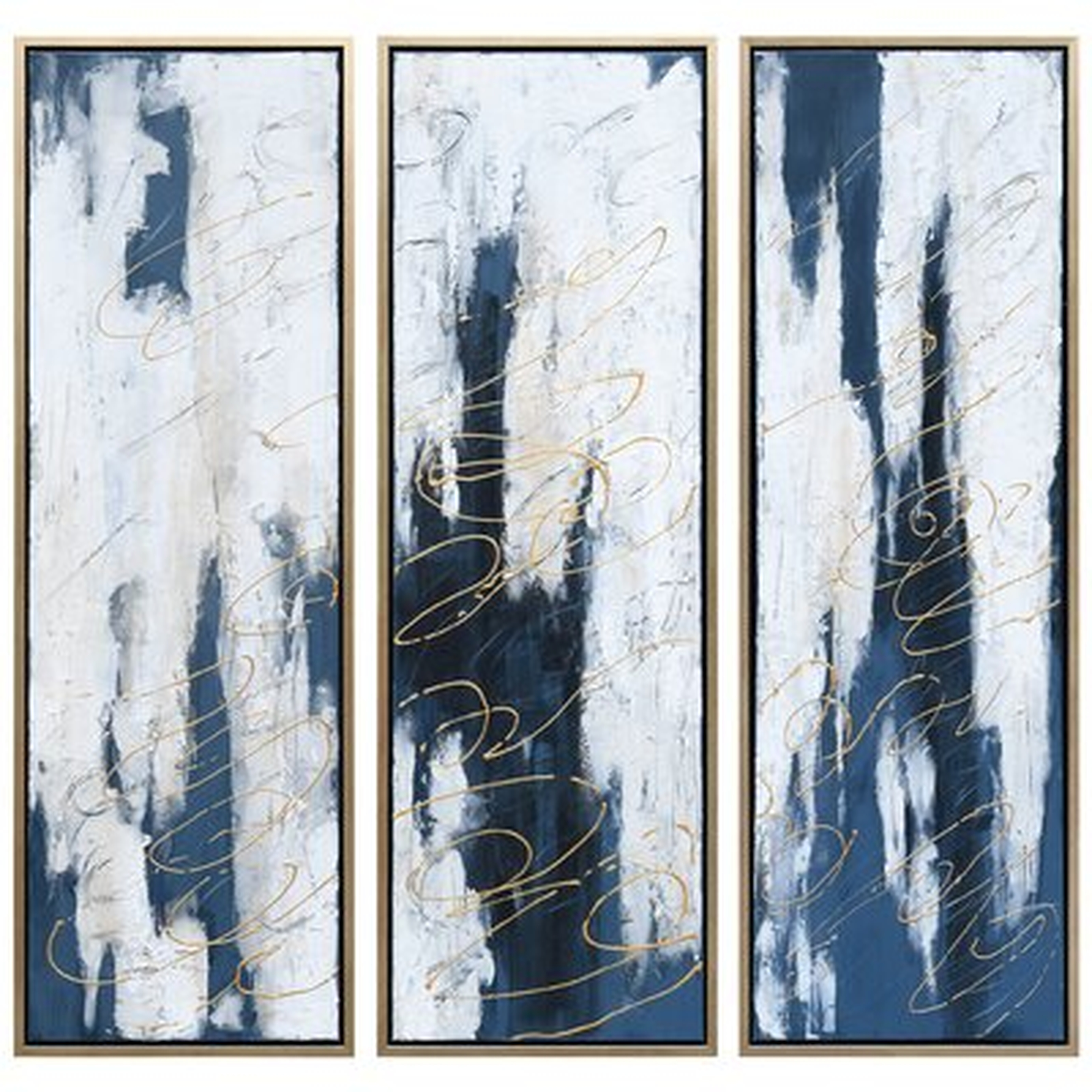 'Crystal Wave' by Martin Edwards - 3 Piece Floater Frame Painting Print Set - Wayfair